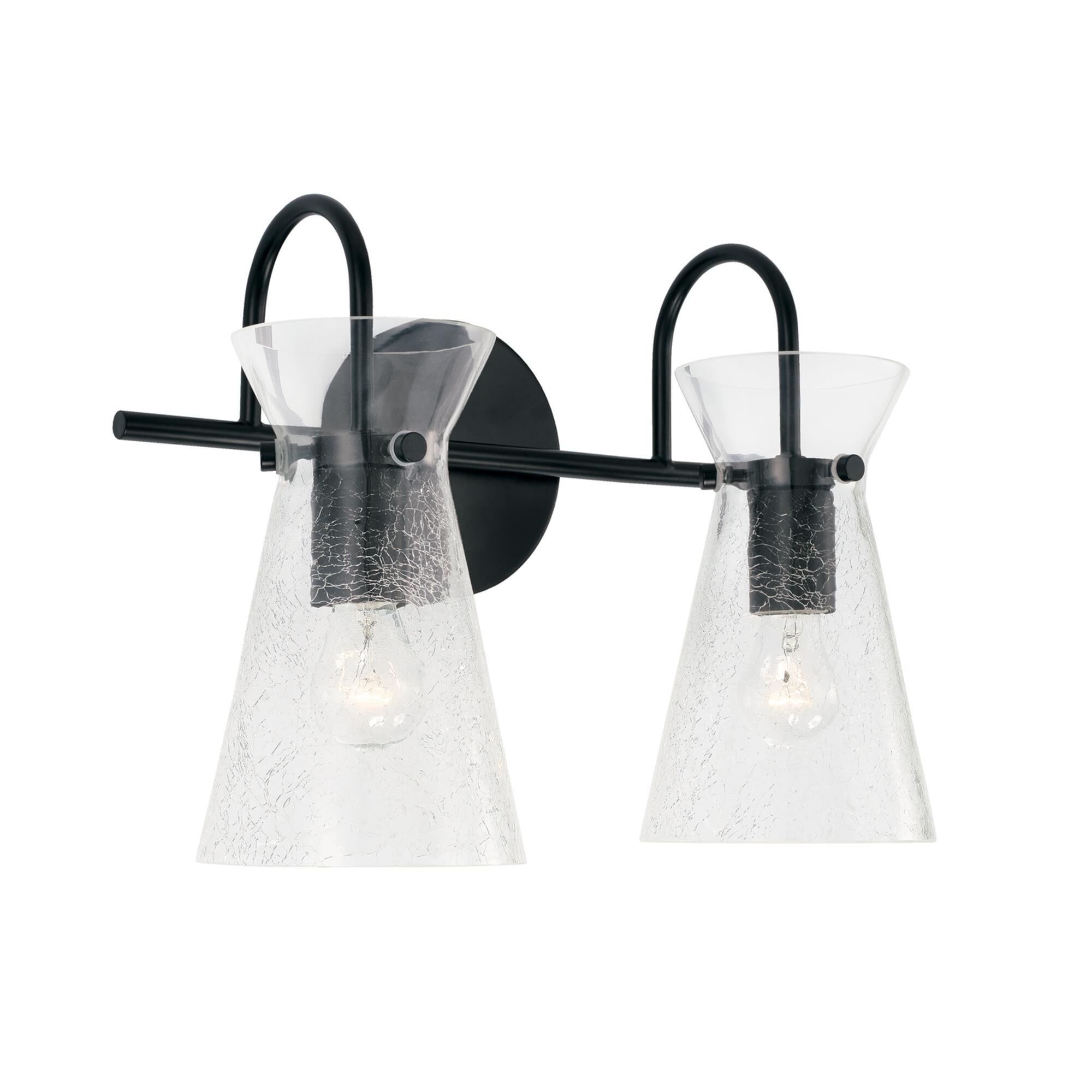 Shown in Matte Black finish and Clear Half-Crackle glass