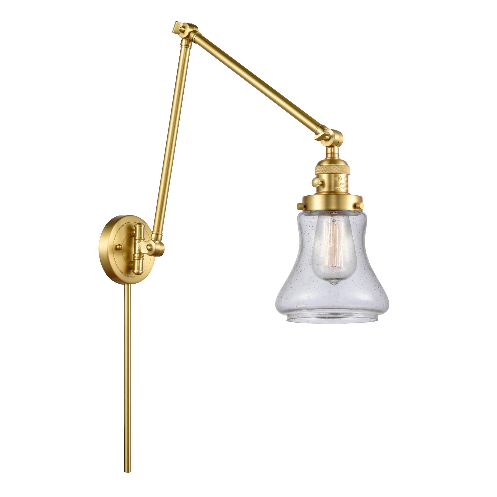 Shown in Satin Gold finish and Seedy Bellmont glass