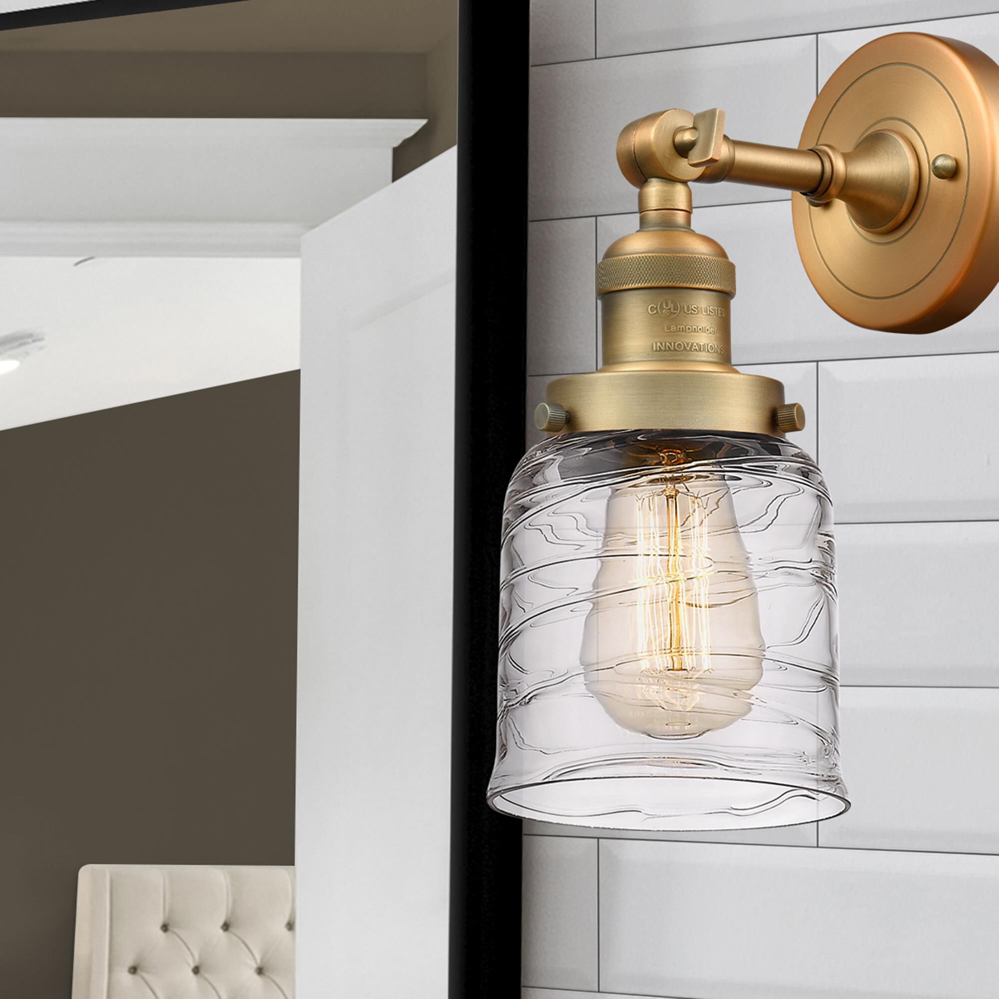 Shown in Brushed Brass finish and Clear glass