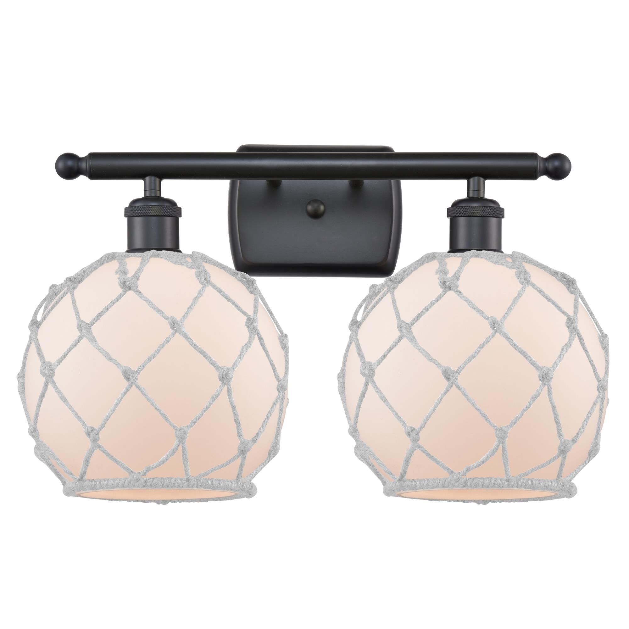 Shown in Matte Nickel finish and White With White Rope glass