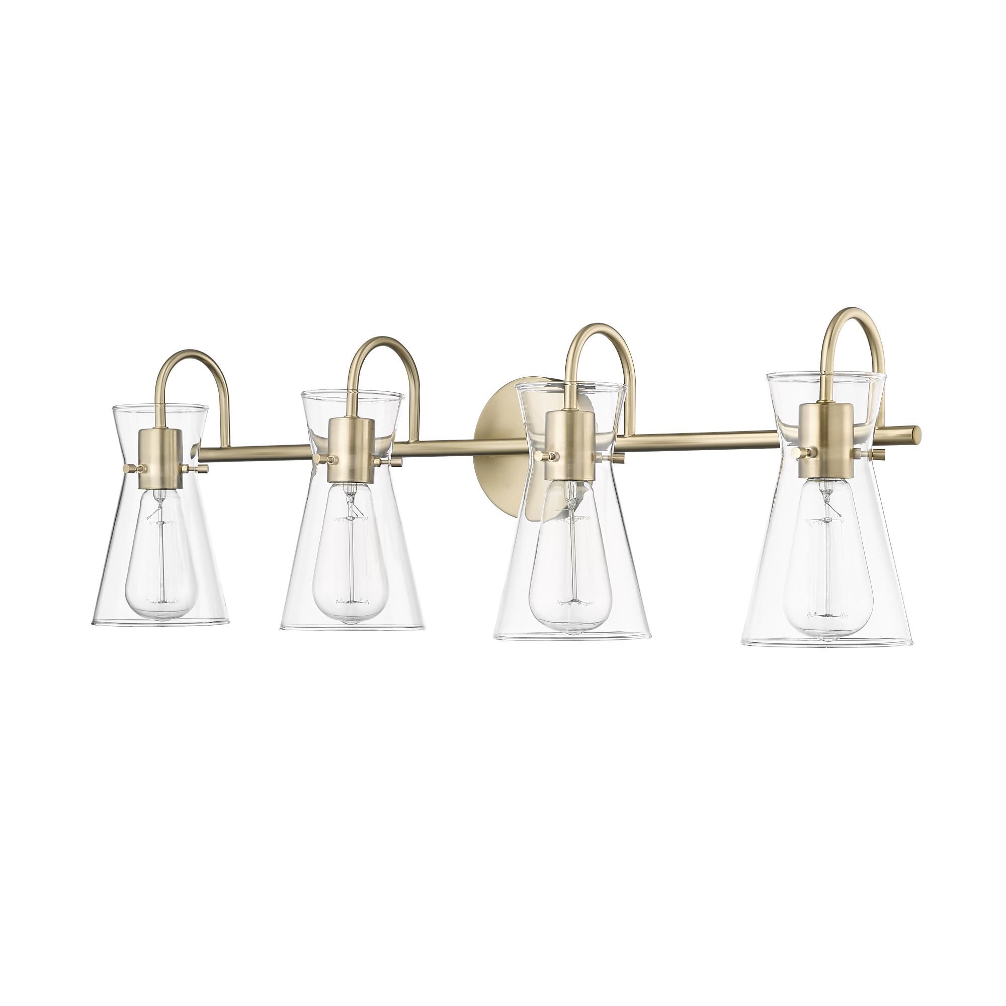 Shown in Modern Gold finish and Clear glass
