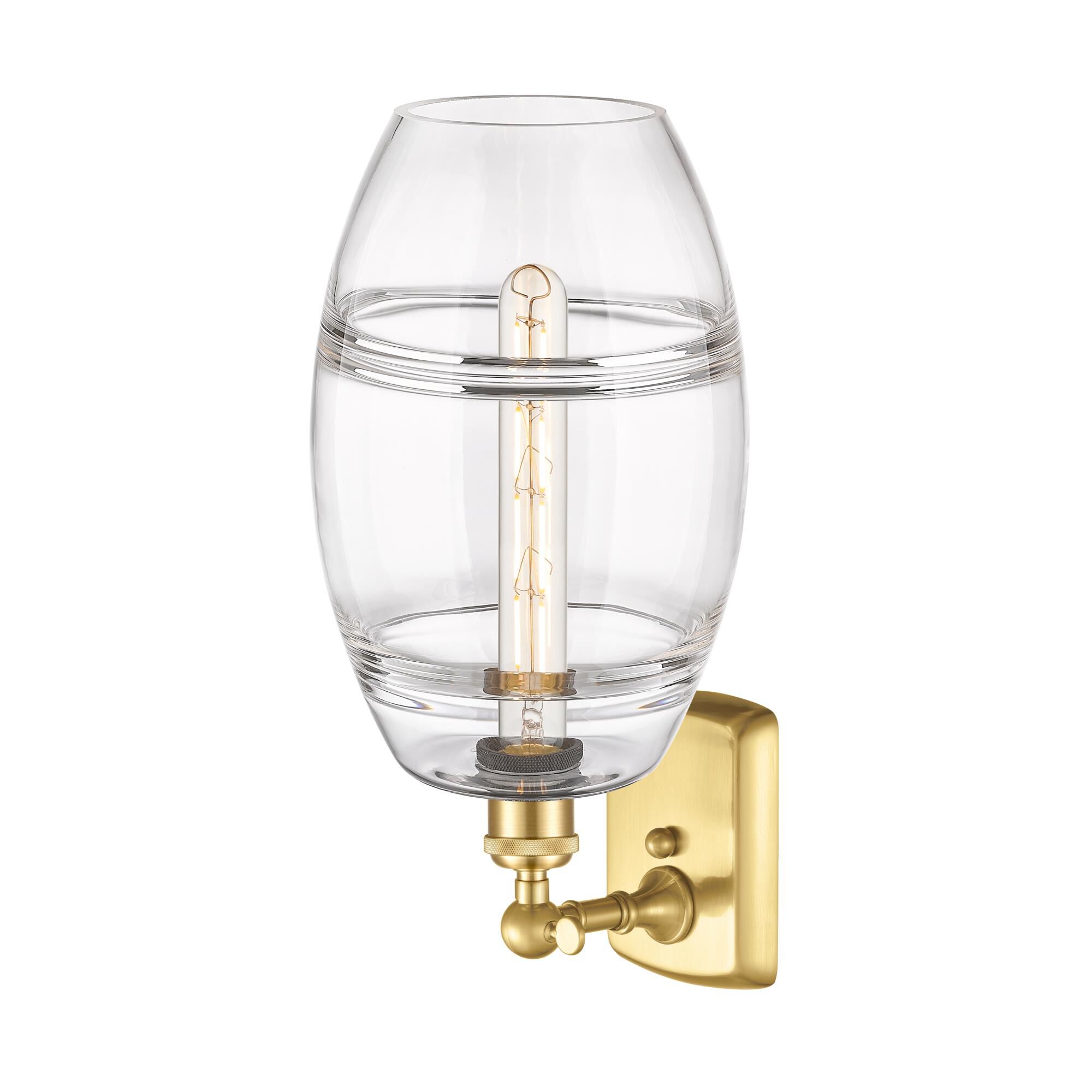 Shown in Satin Gold finish and Clear glass