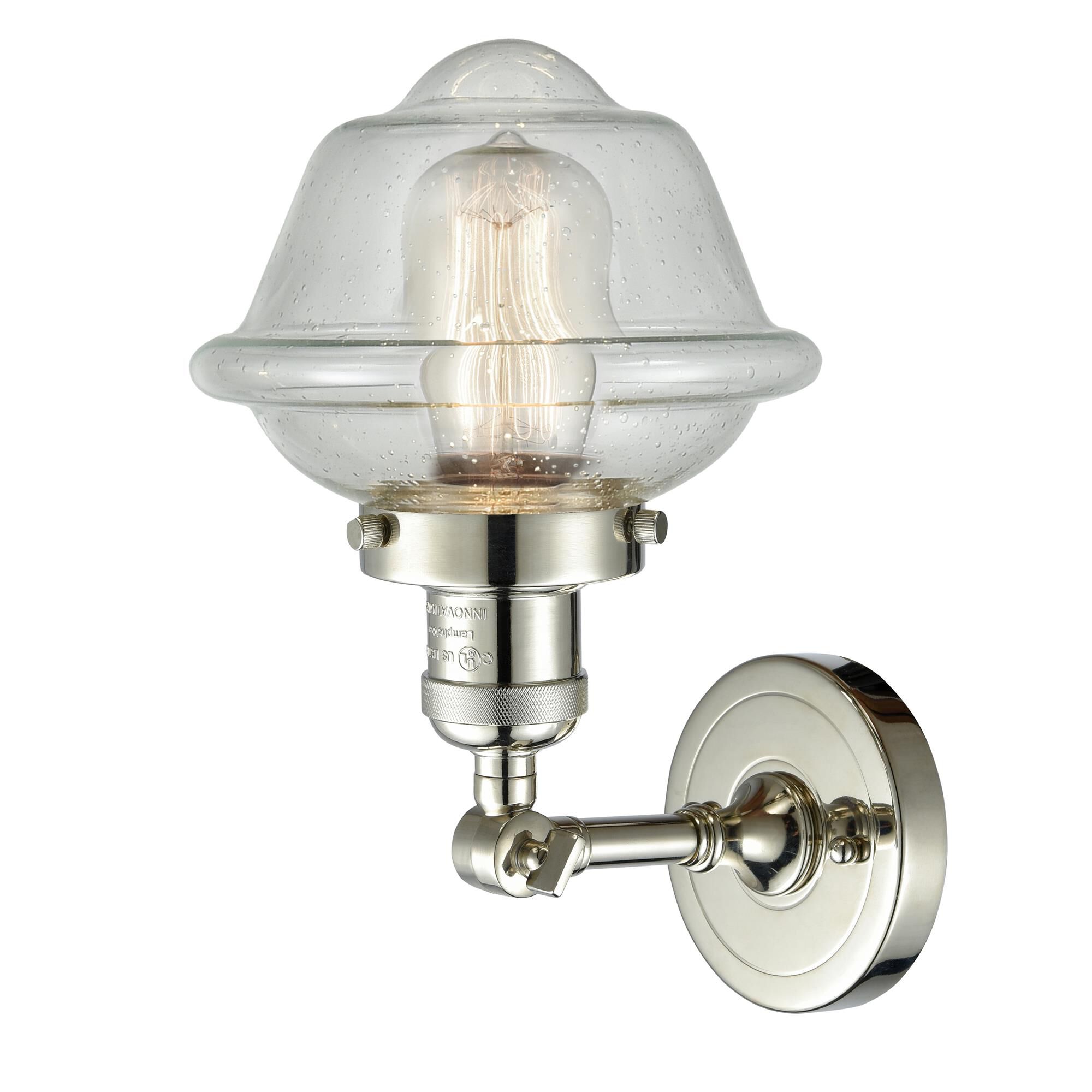 Shown in Polished Nickel finish and Seedy glass