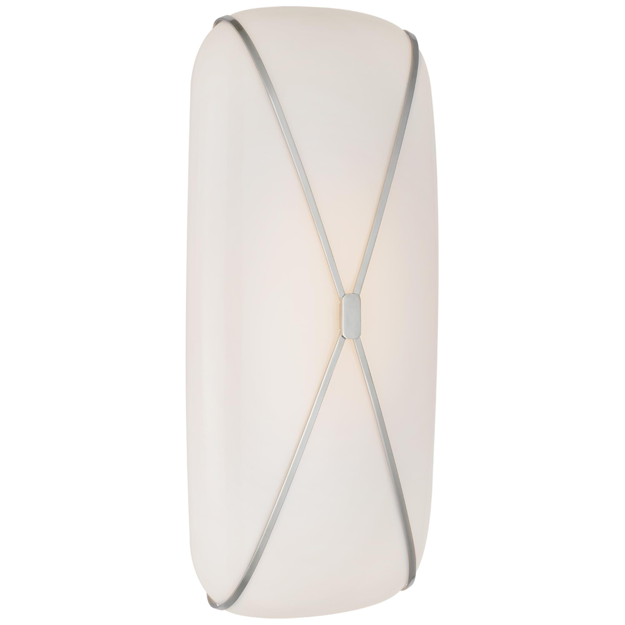 Shown in Polished Nickel finish and White glass