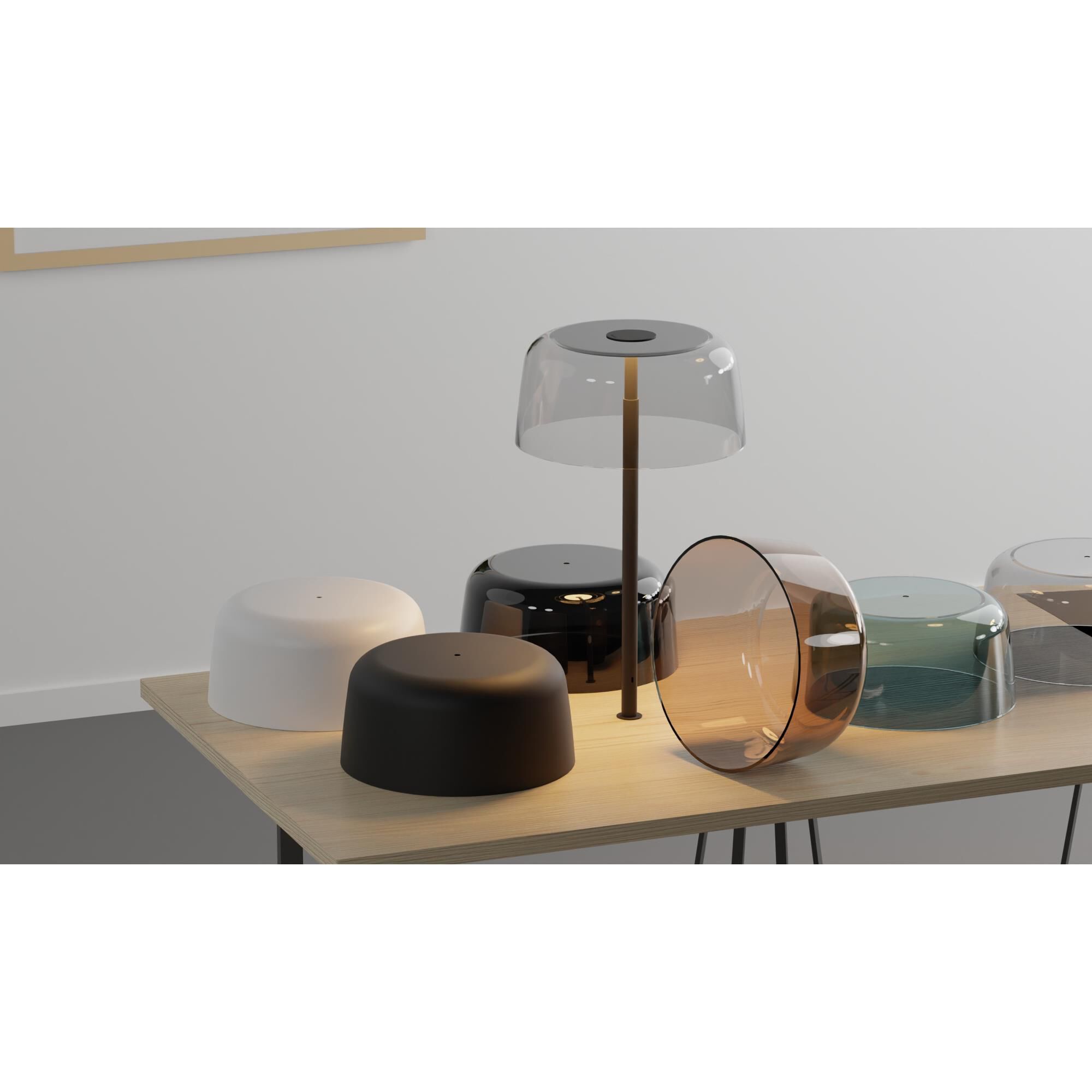 Shown in Matte Black finish and Tea shade