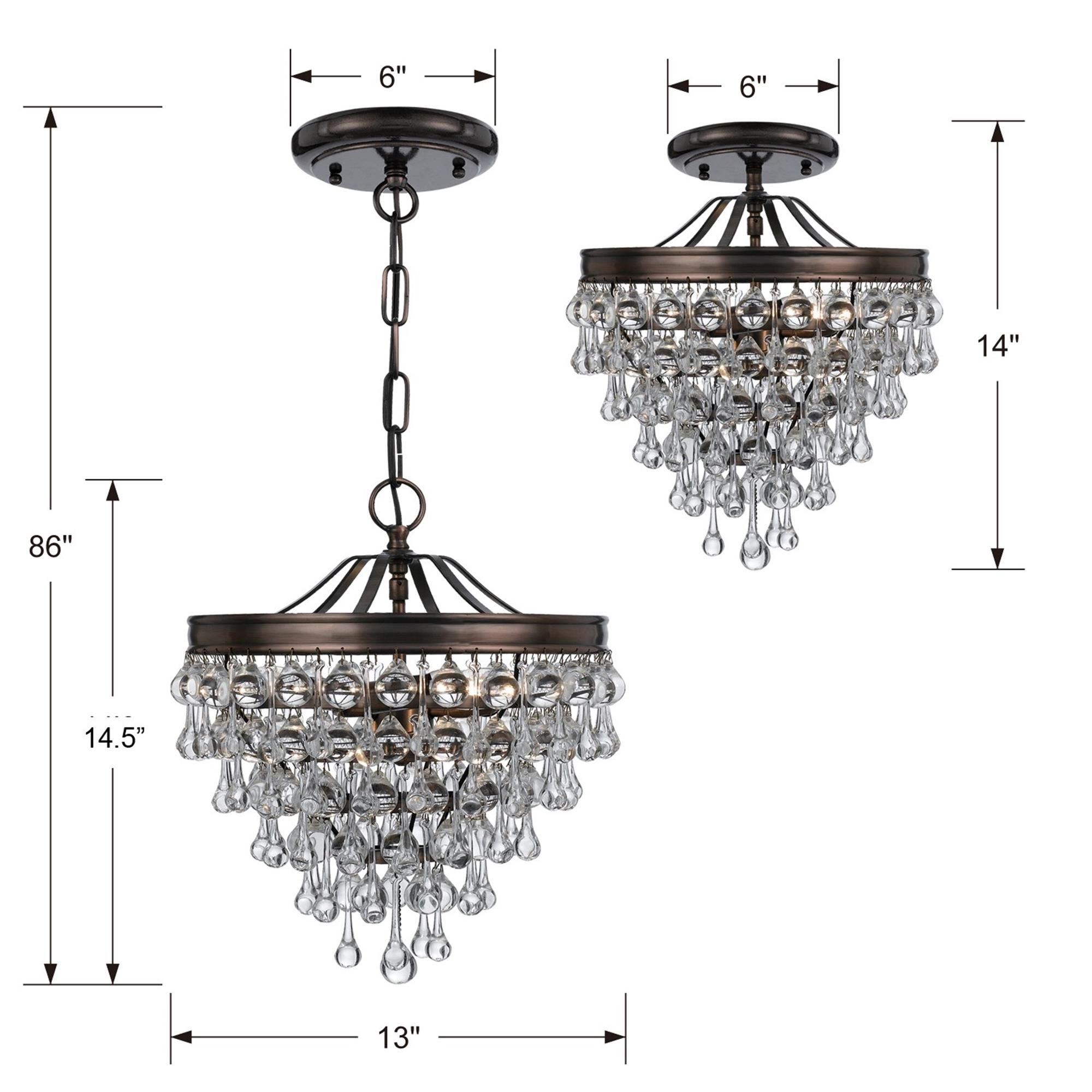 Shown in Vibrant Bronze finish and Clear Glass Drops crystal