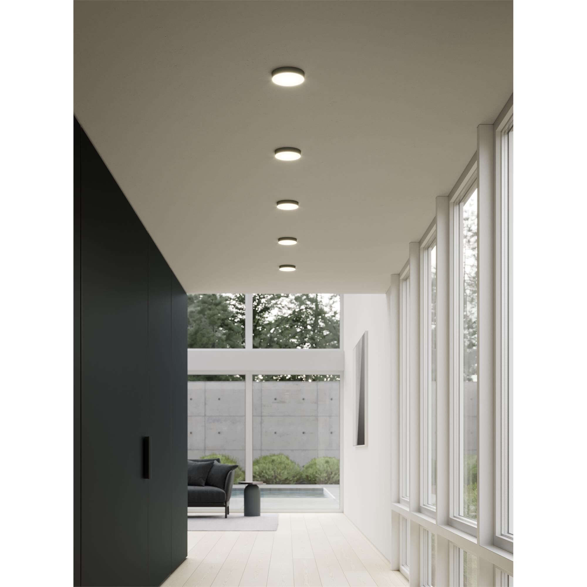 Shown in Black finish and Frosted Acrylic glass