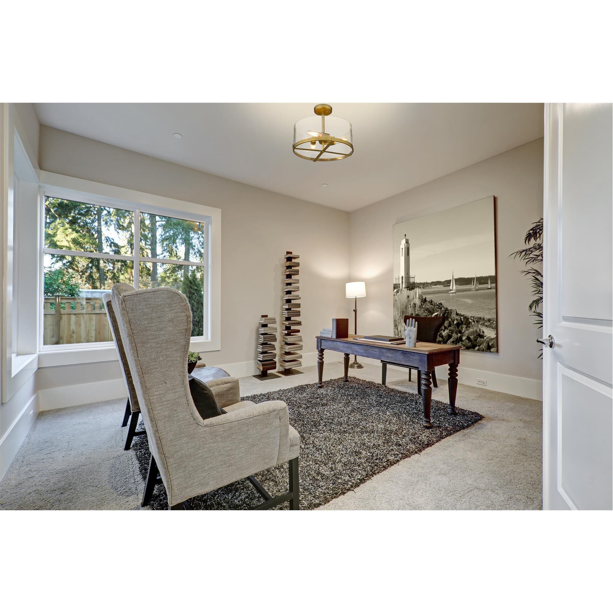 Shown in Rubbed Brass finish and Clear glass and No Shade shade