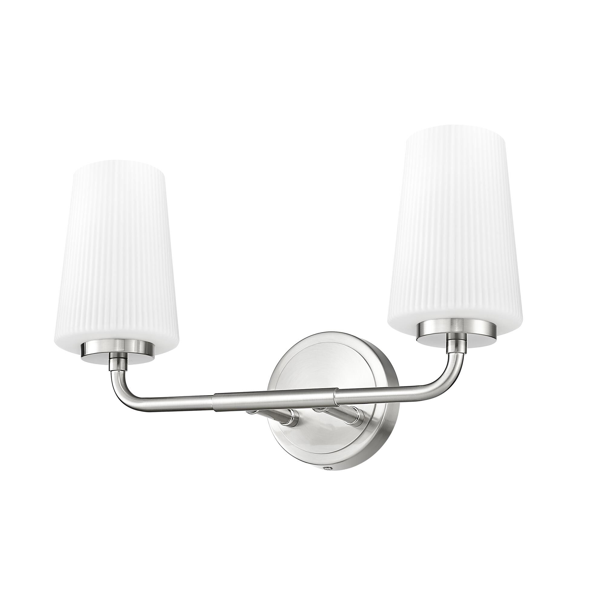 Shown in Brushed Nickel finish and Matte Opal glass and Matte Opal shade