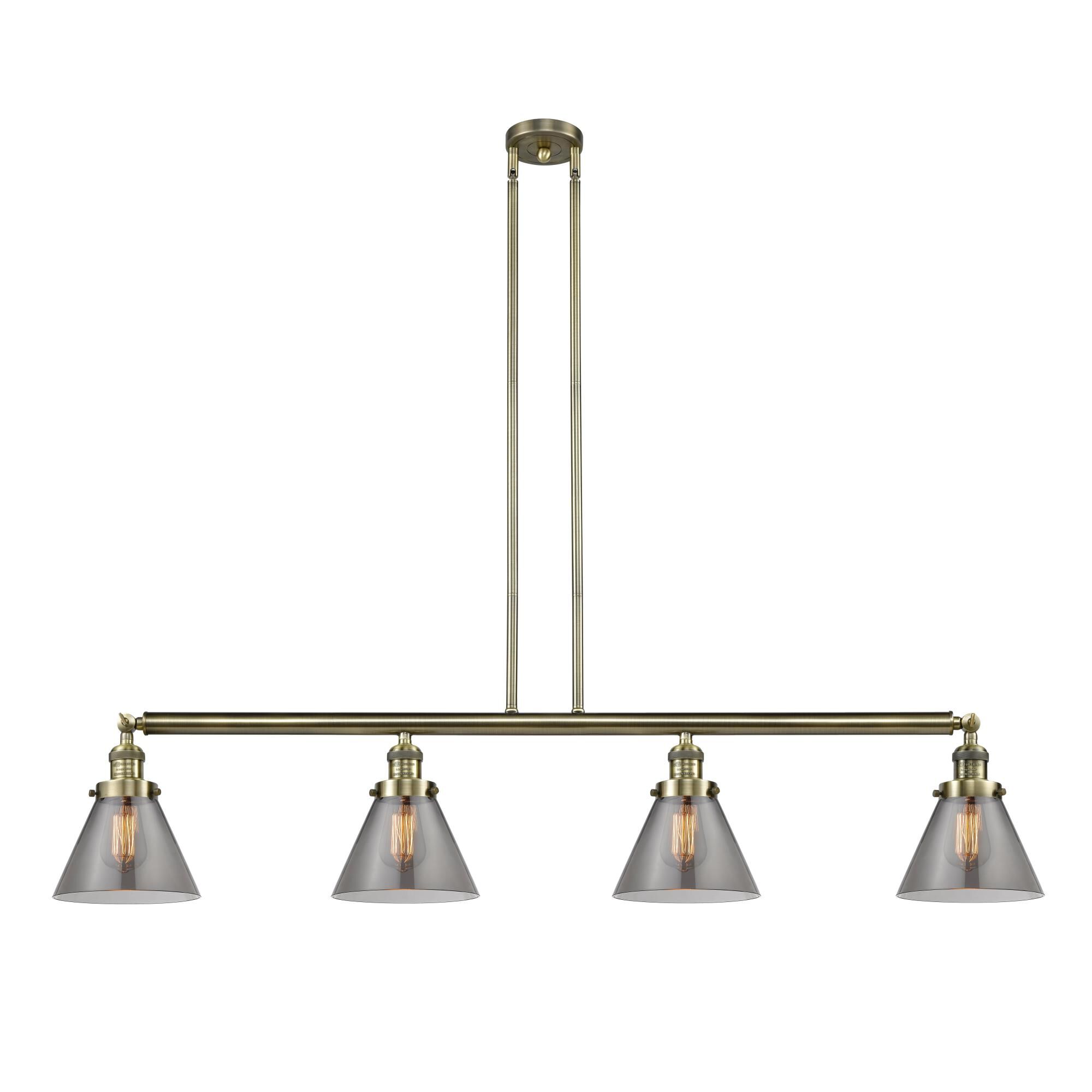 Shown in Antique Brass finish and Smoked glass