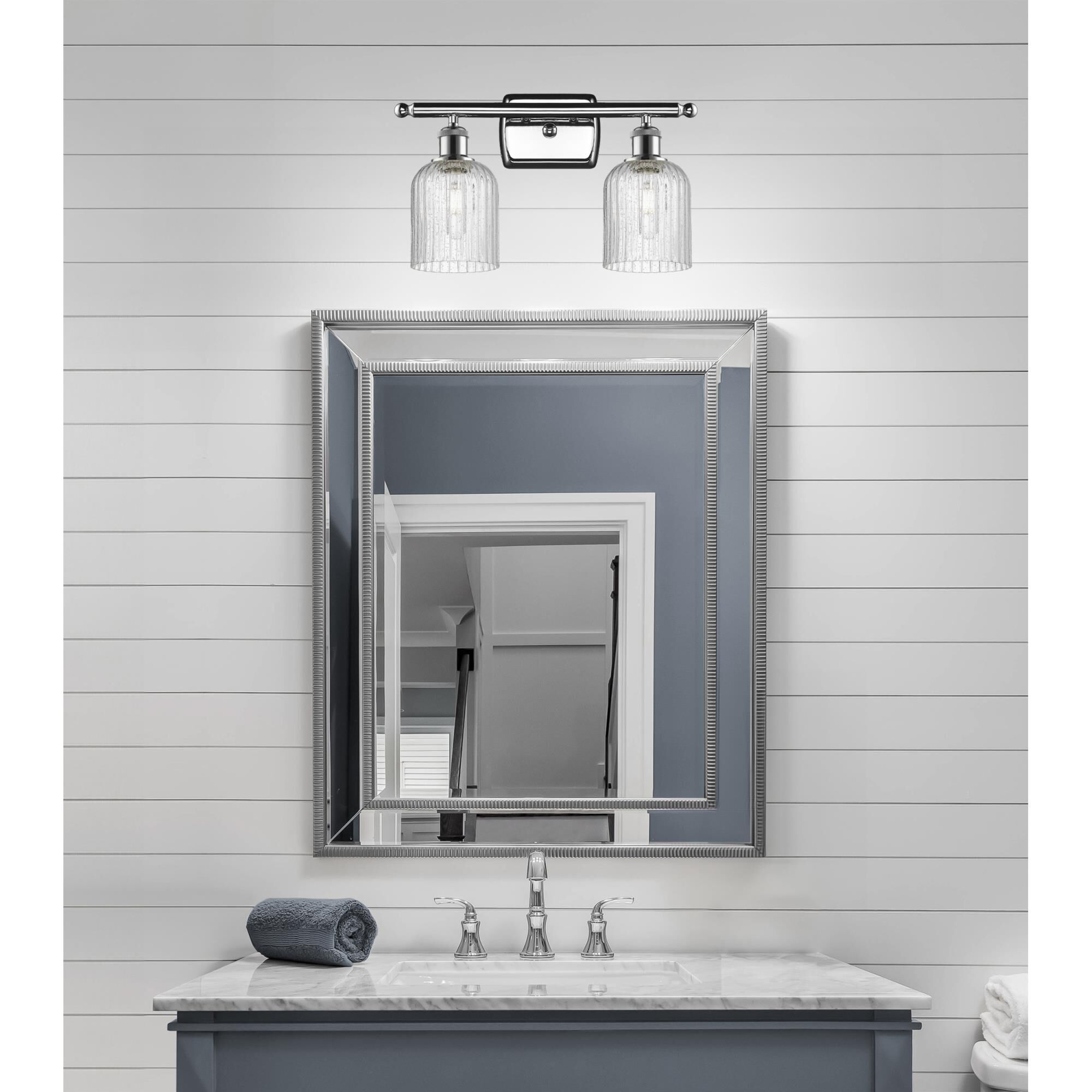 Shown in Polished Chrome finish and Seedy glass