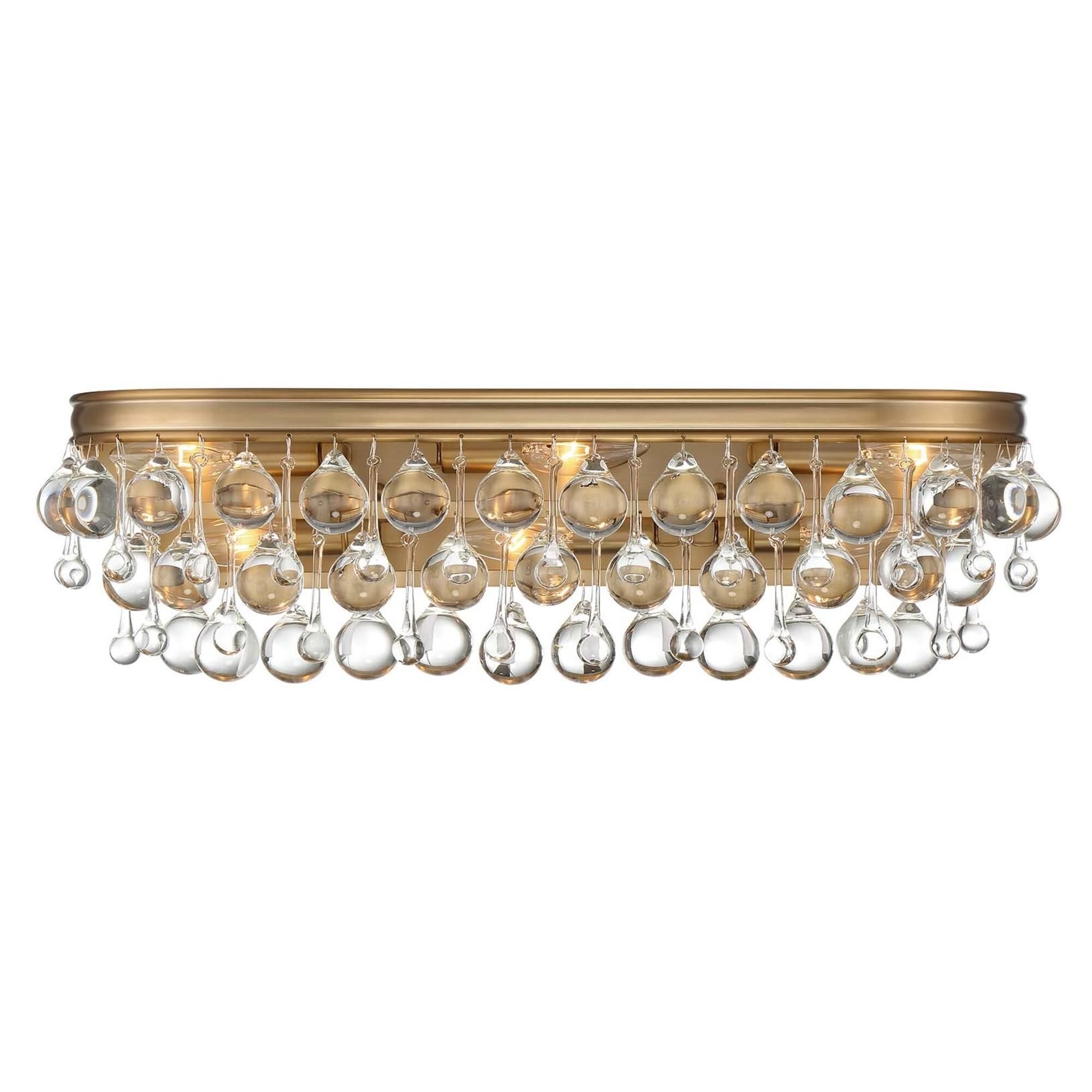 Shown in Vibrant Gold finish and Clear Glass Drops crystal