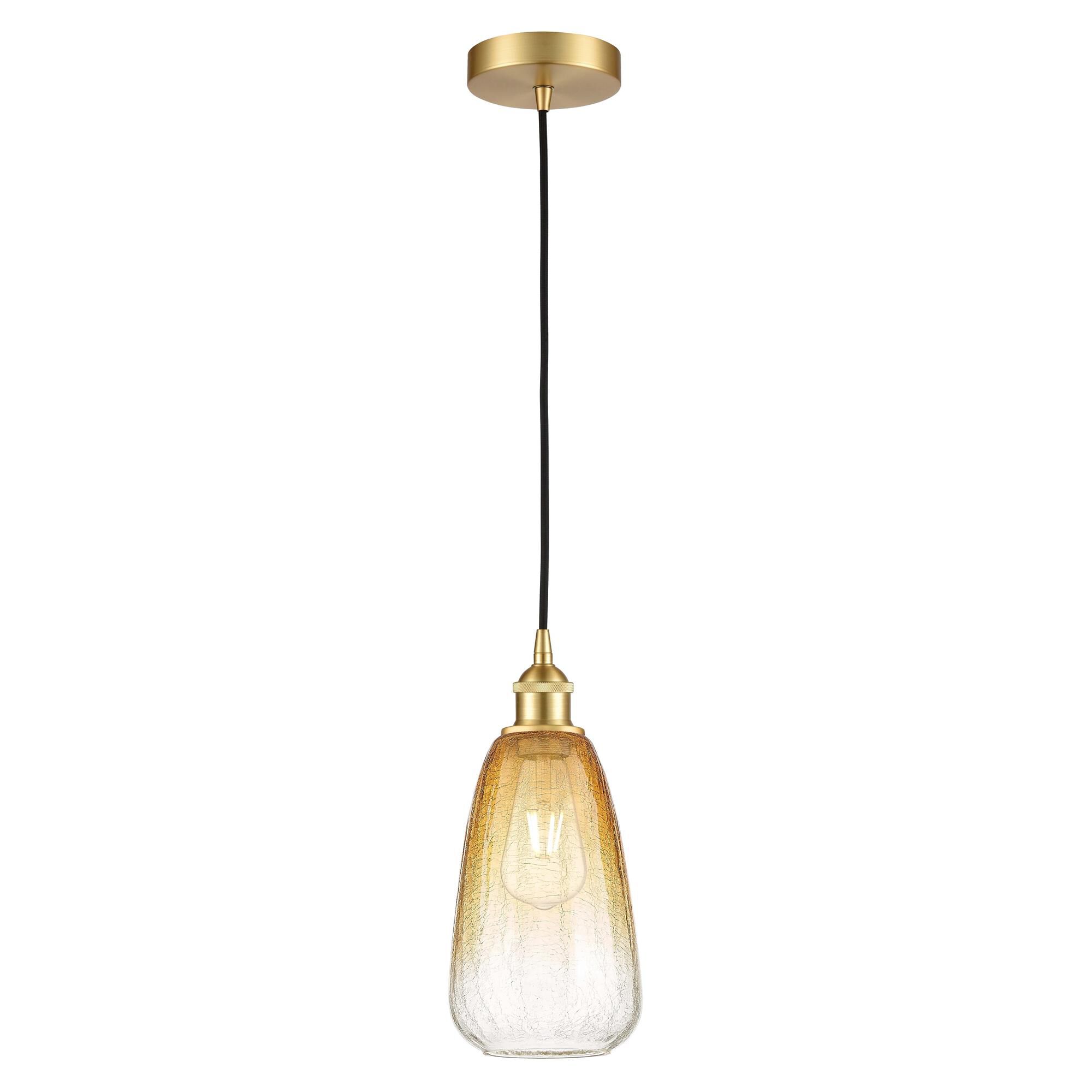 Shown in Satin Gold finish and Amber glass