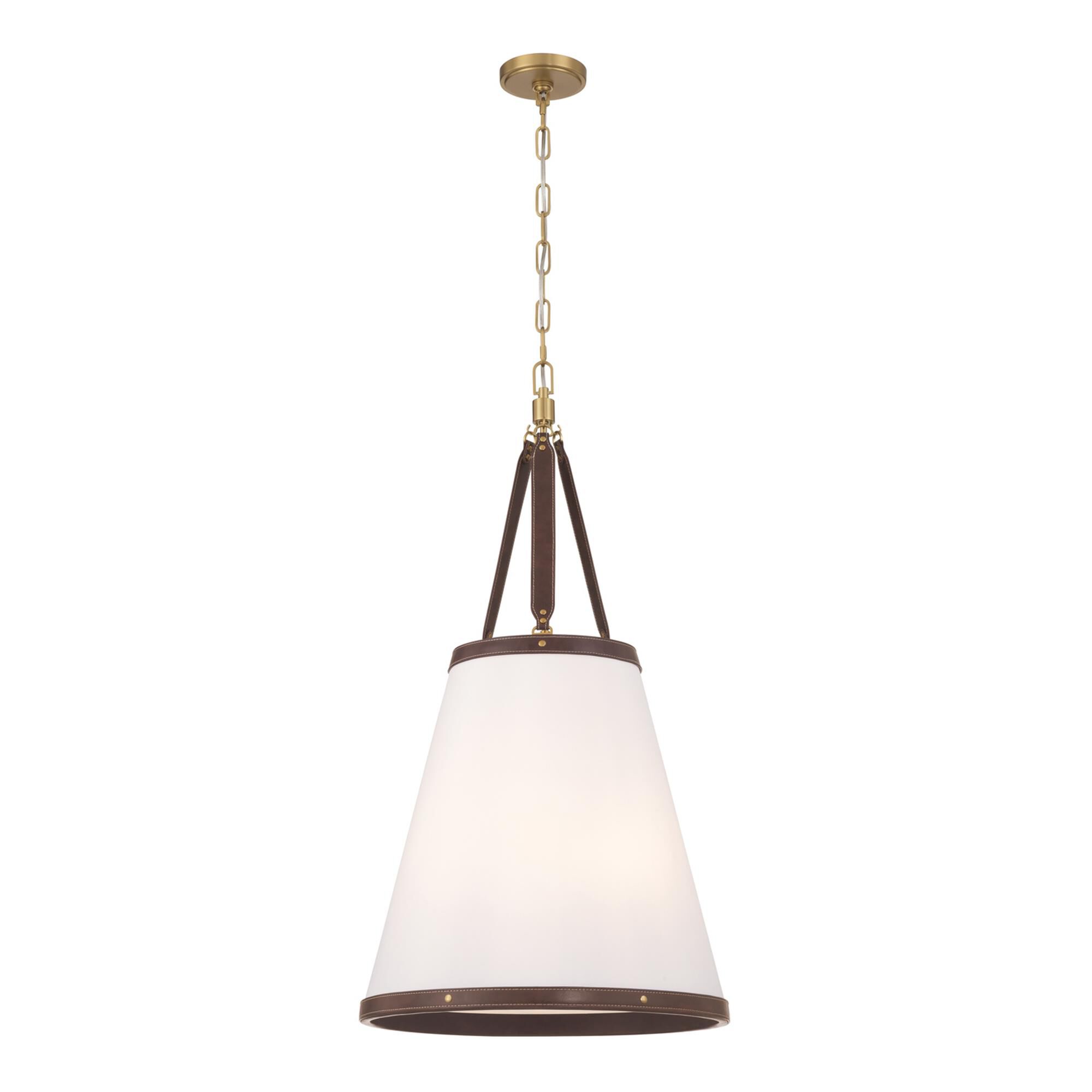Shown in Luxe Gold finish and Fabric glass and Fabric shade