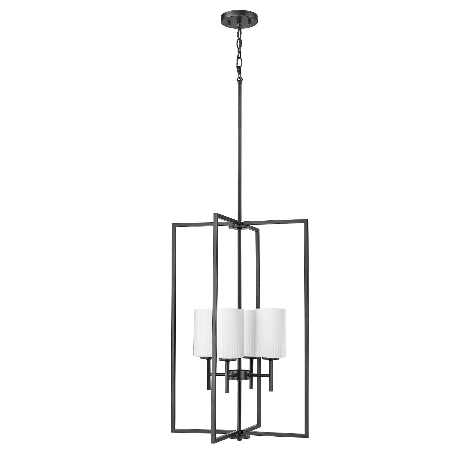 Shown in Matte Black finish and Ribbed Etched Opal White glass