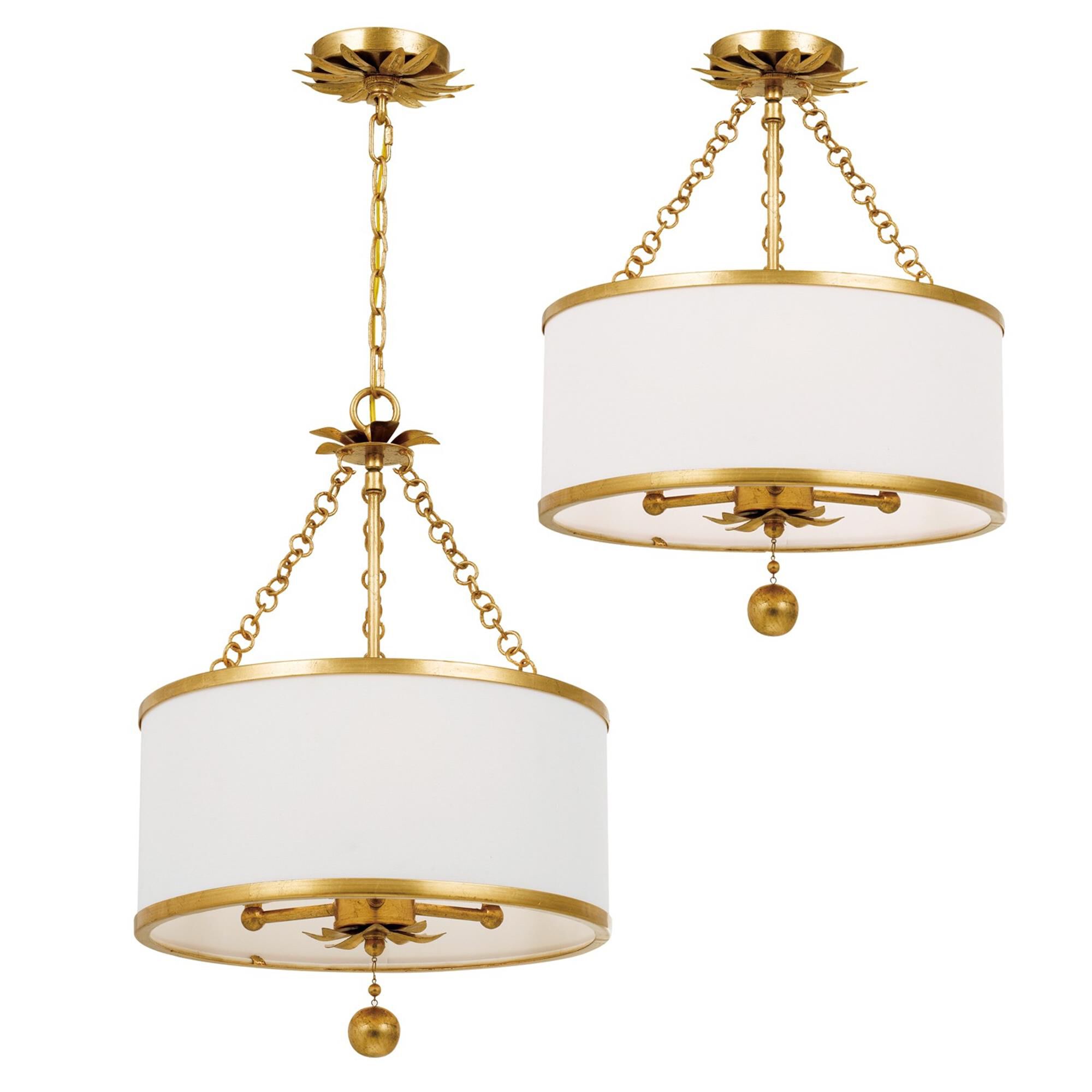 Broche 14 Inch 3 Light Semi Flush Mount,
