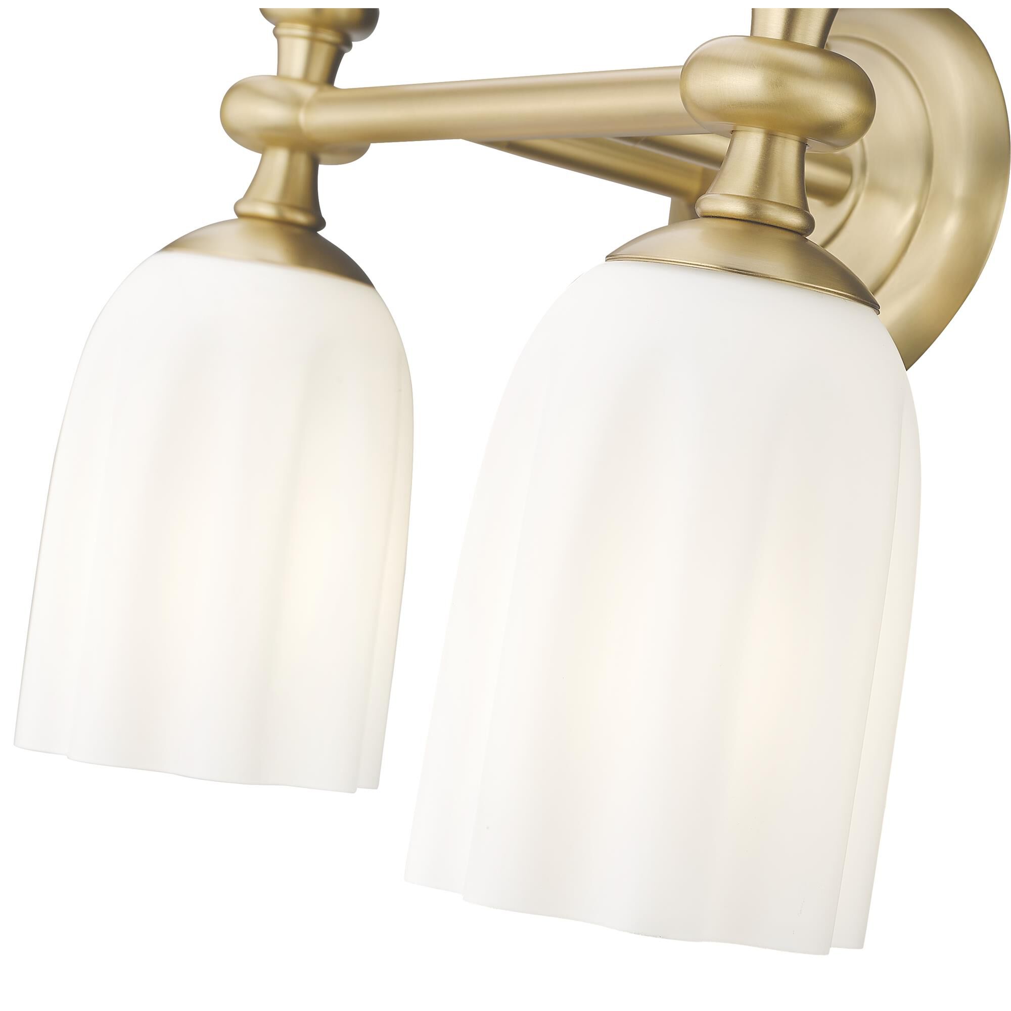 Shown in Modern Gold finish and Opal Etched glass and Opal Etched shade