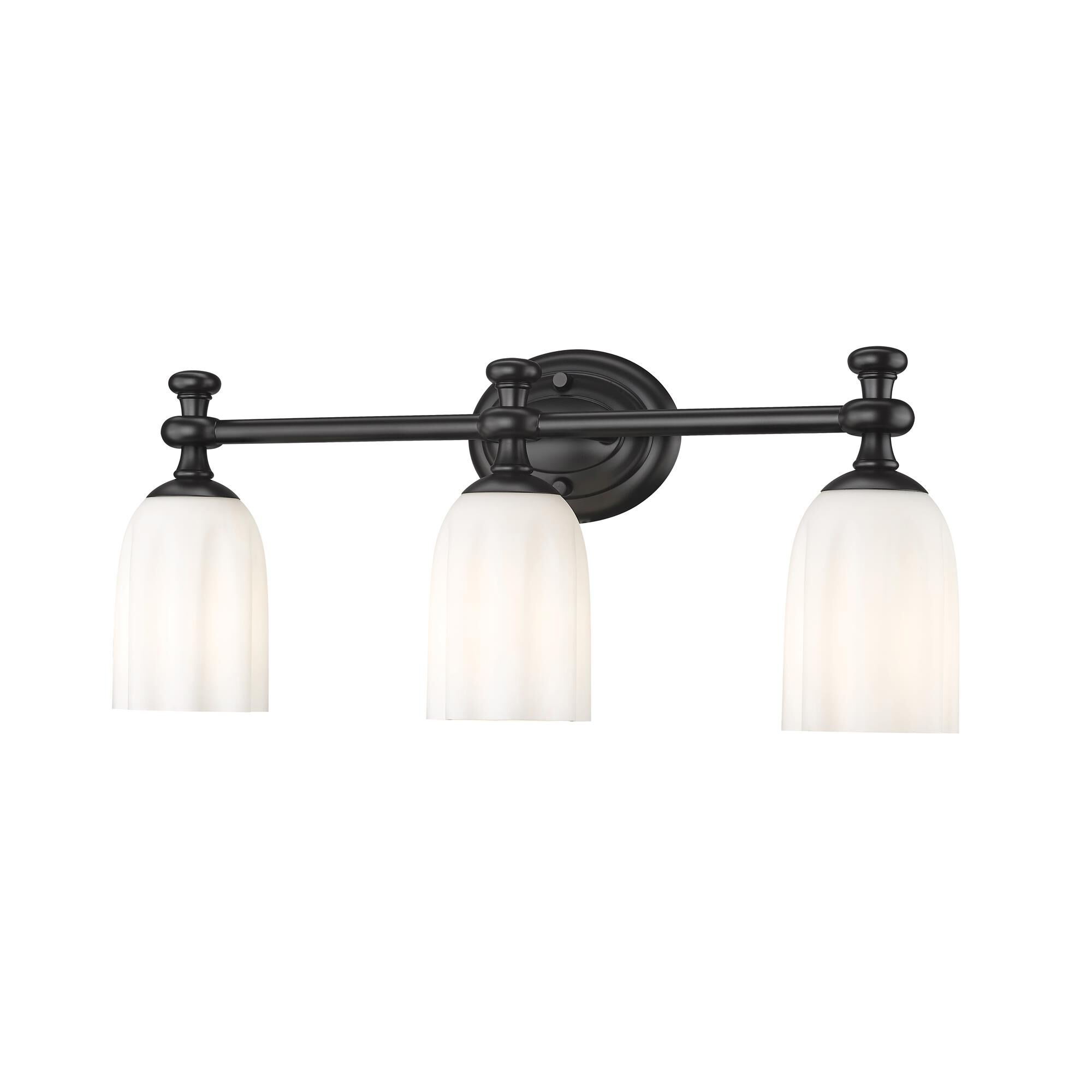 Shown in Matte Black finish and Opal Etched glass and Opal Etched shade