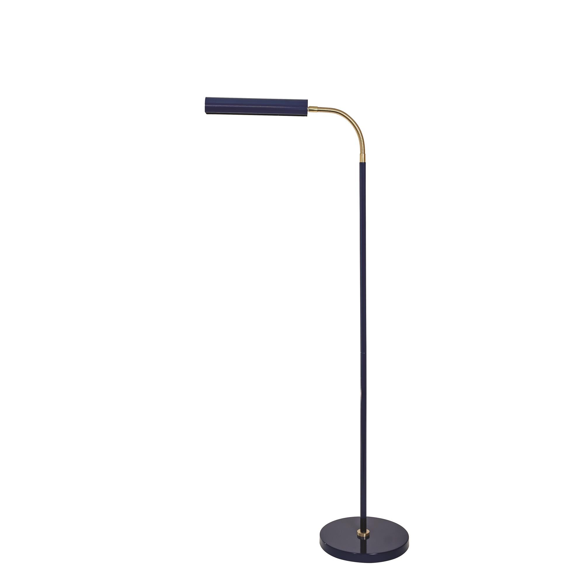 Shown in Navy Blue With Satin Brass Accents finish and Metal shade