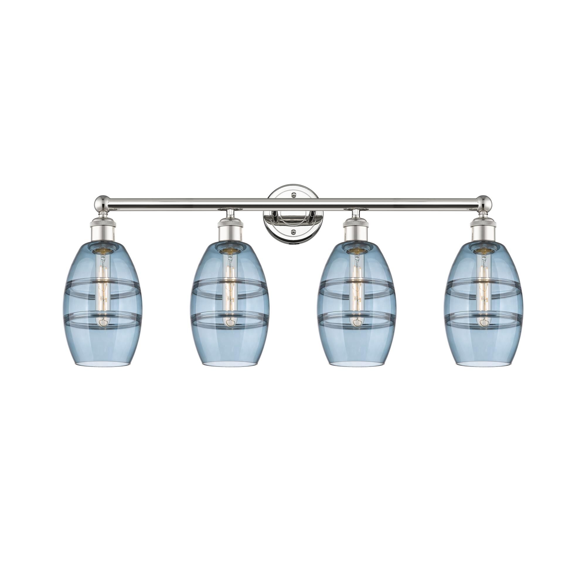 Shown in Polished Nickel finish and Princess Blue glass