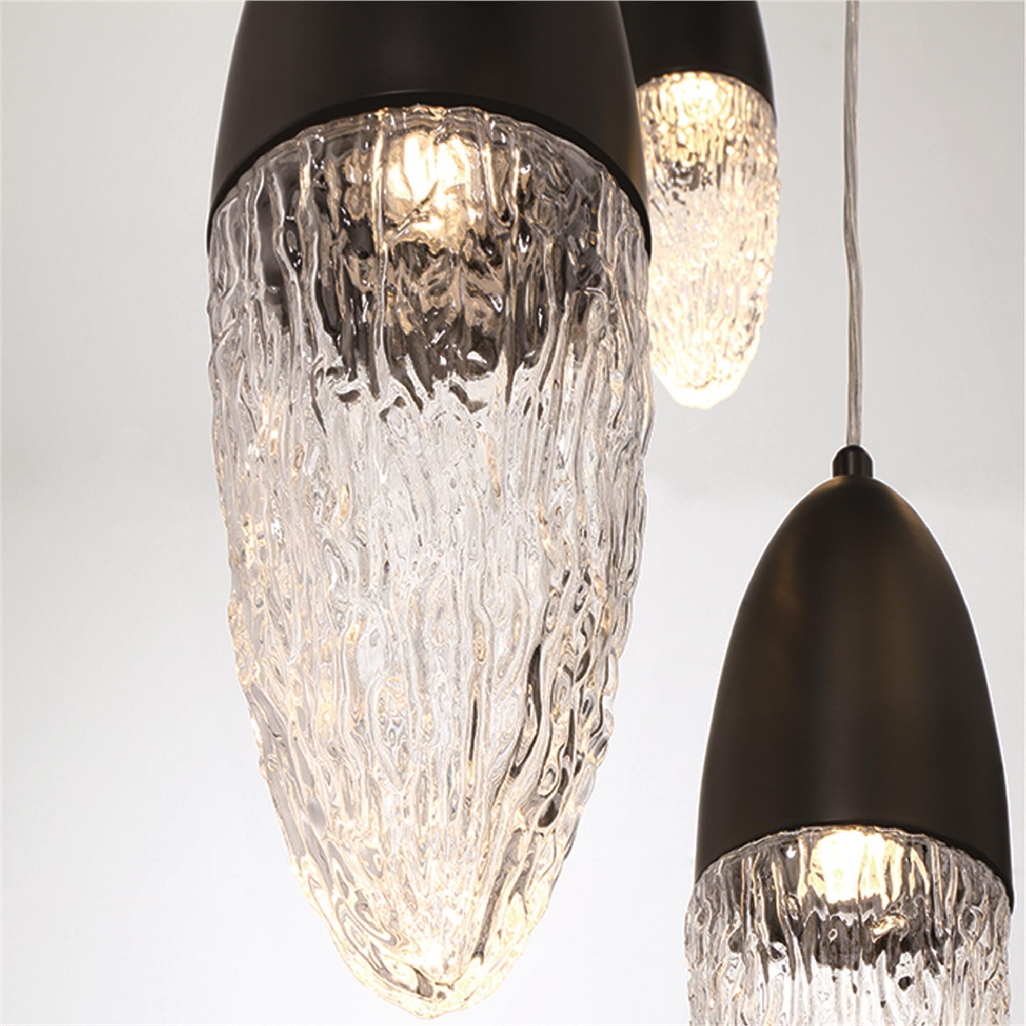 Shown in Black finish and Glass shade
