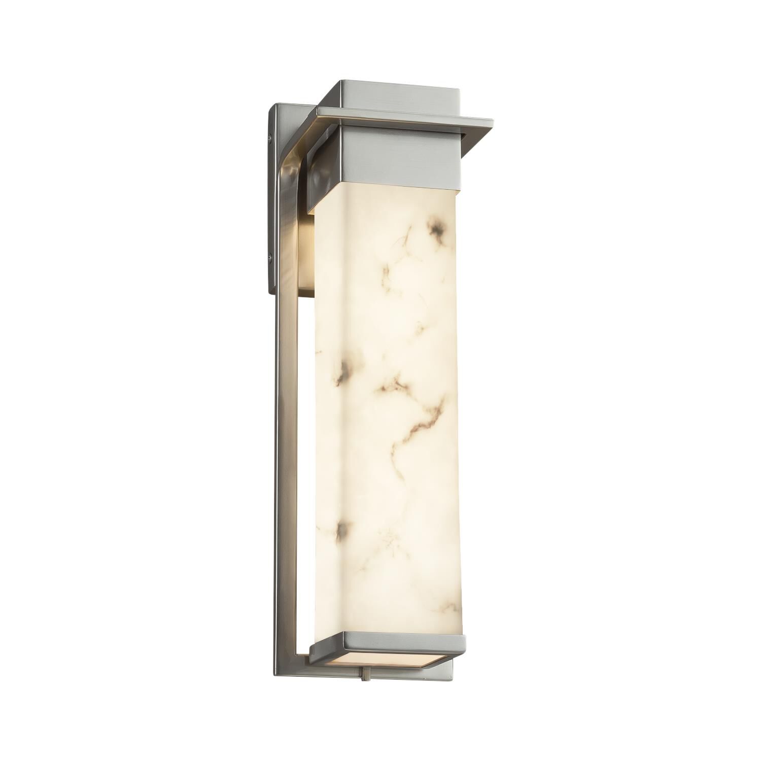 Shown in Brushed Nickel finish and Faux Alabaster Resin glass