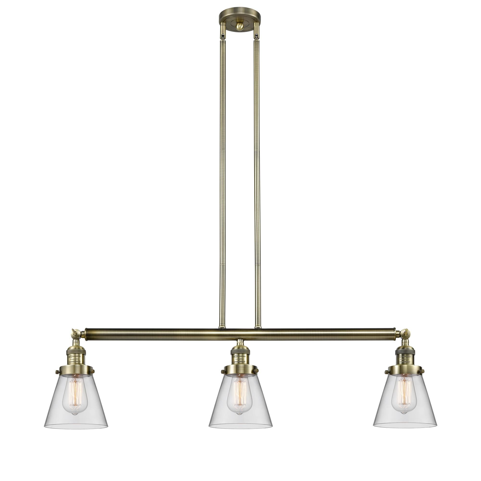 Shown in Antique Brass finish and Clear glass