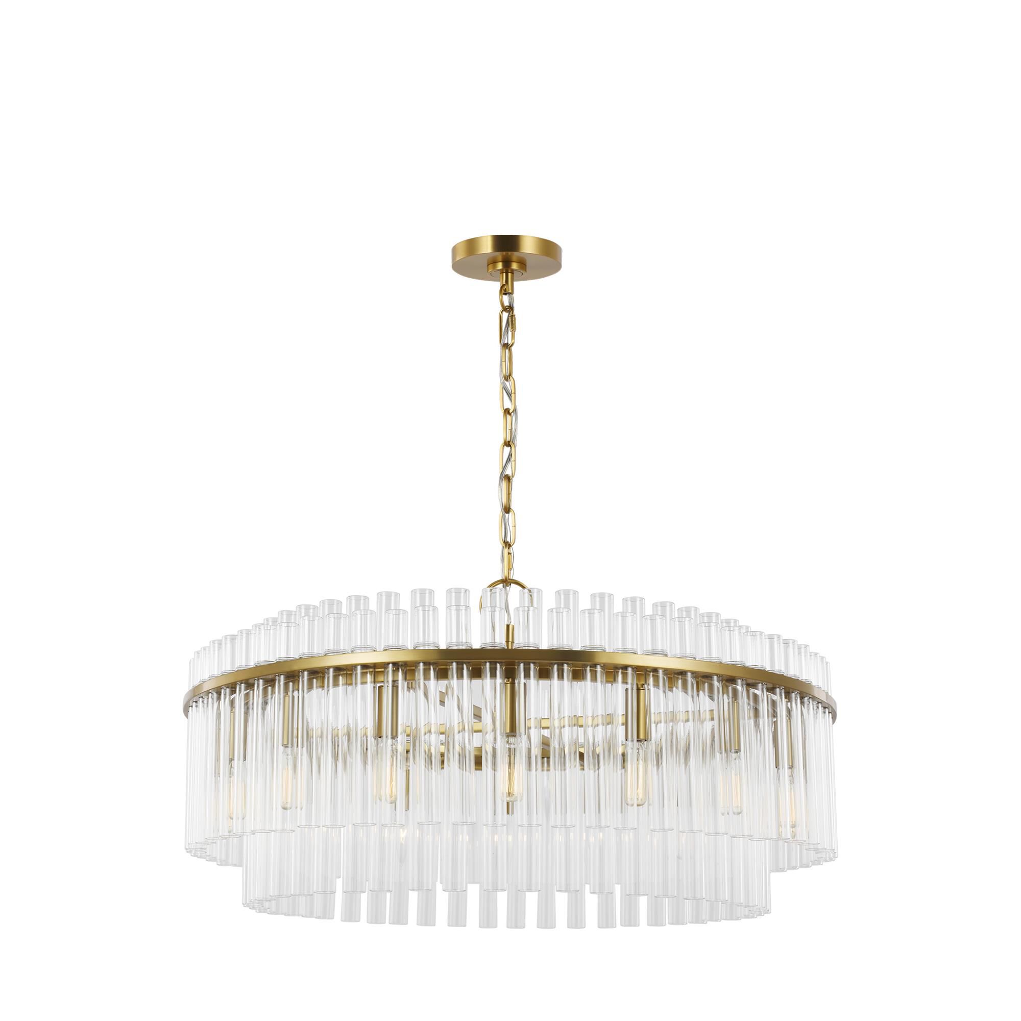 Shown in Burnished Brass finish and Clear Tubes glass