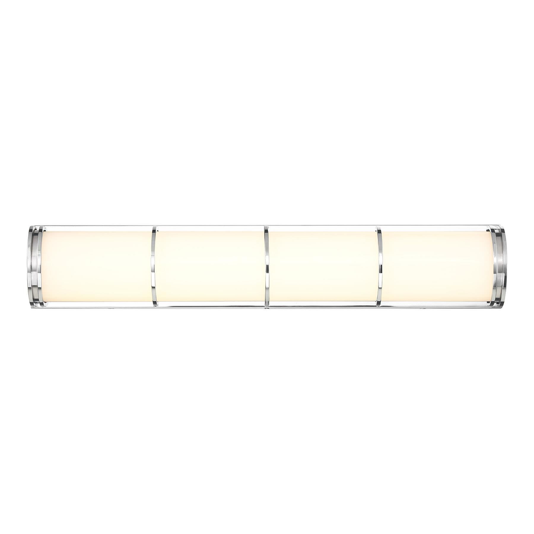 Shown in Chrome finish and White Etched glass