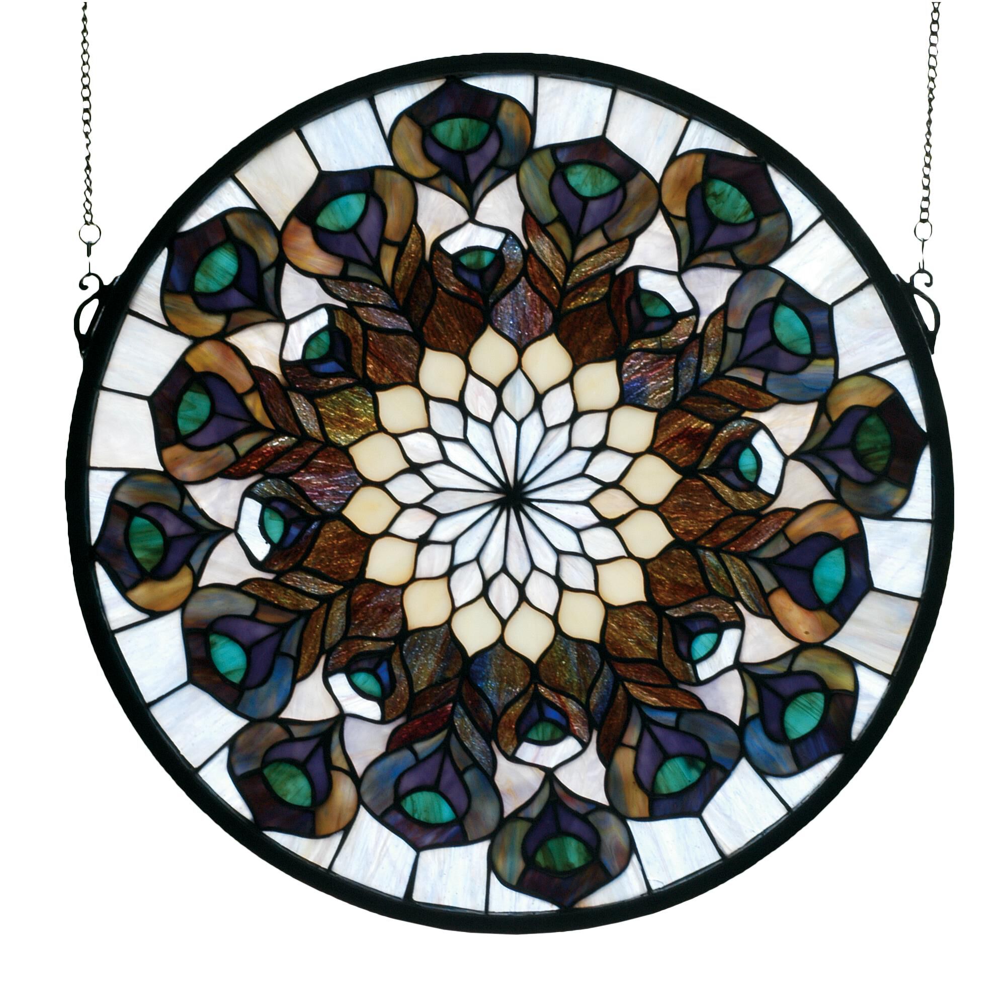Shown in Brass finish and Teal-Royal Violet-Emerald-Ivory glass