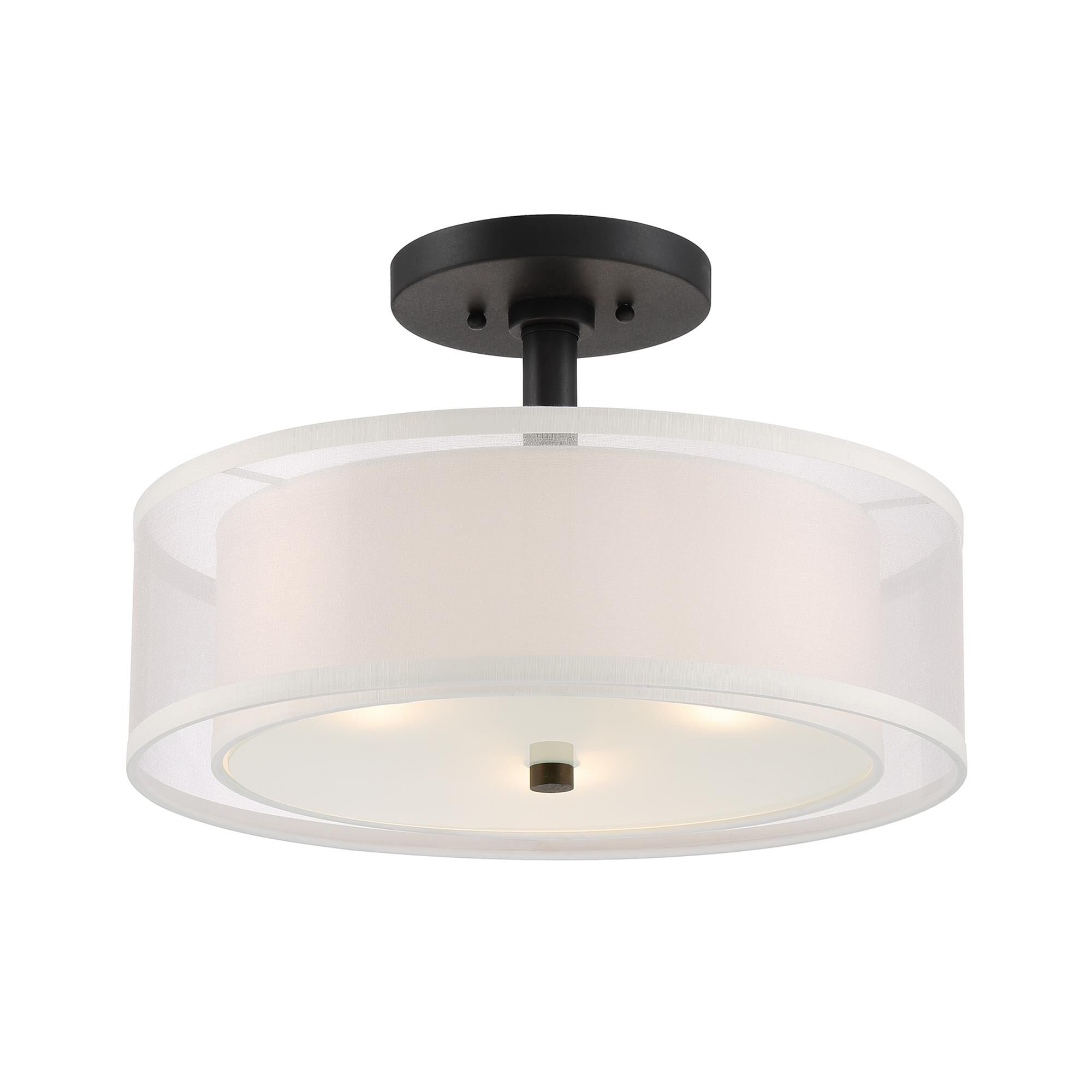 Shown in Sand Coal finish and Translucent Silver Linen Shade glass and Fabric shade