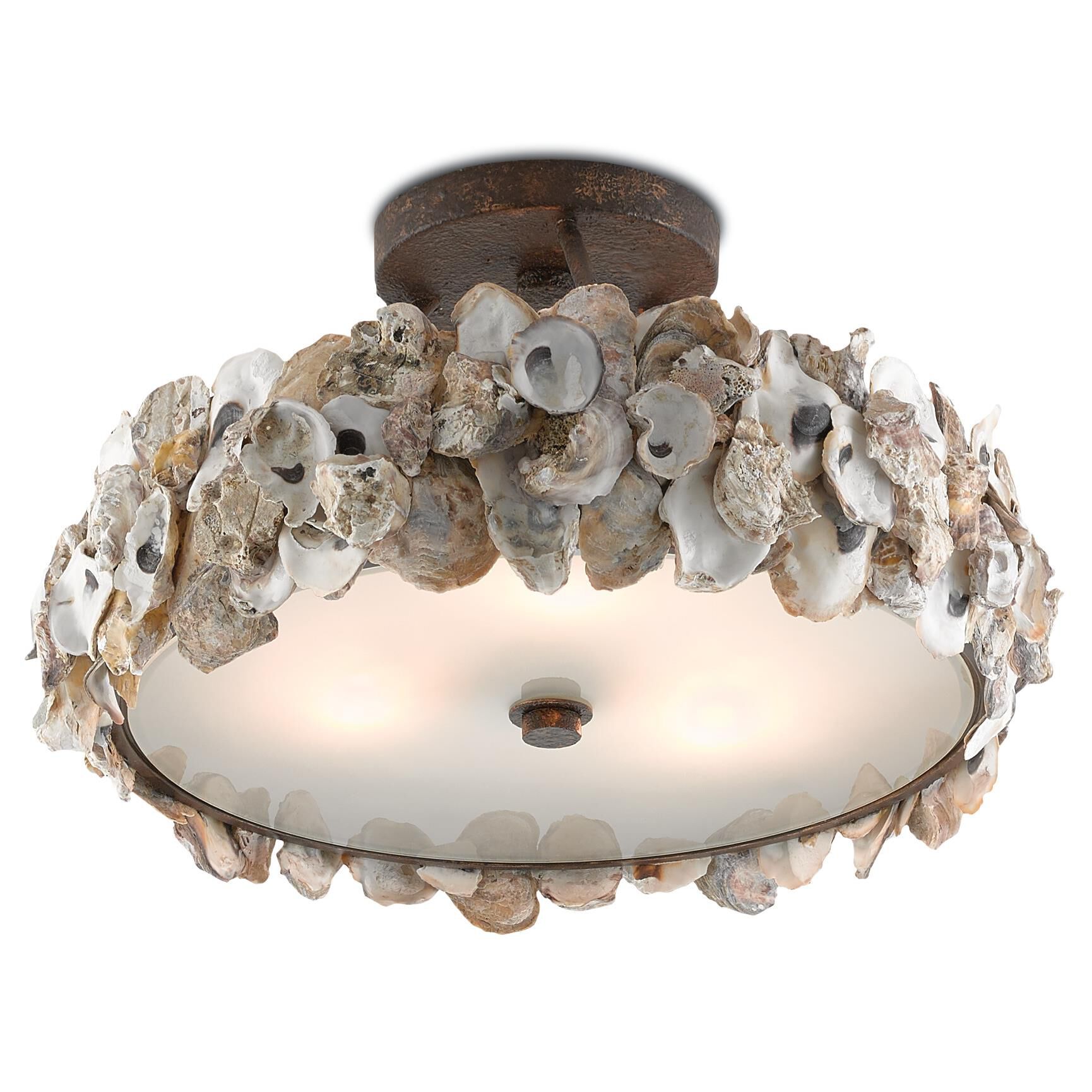 Oyster 19 Inch 3 Light Semi Flush Mount by Currey and Company