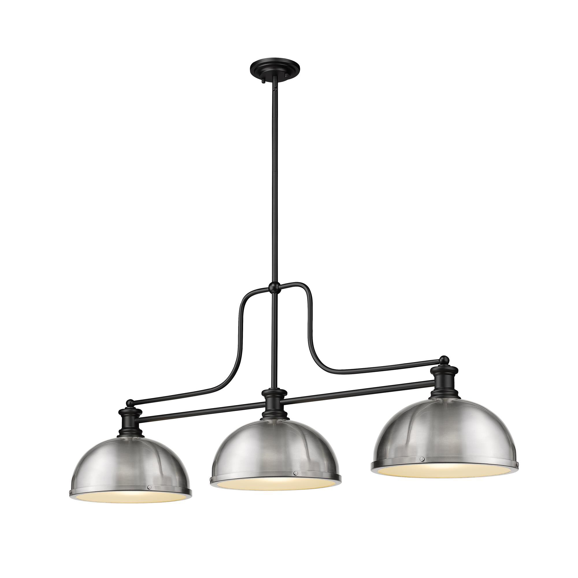 Shown in Matte Black finish and Brushed Nickel shade