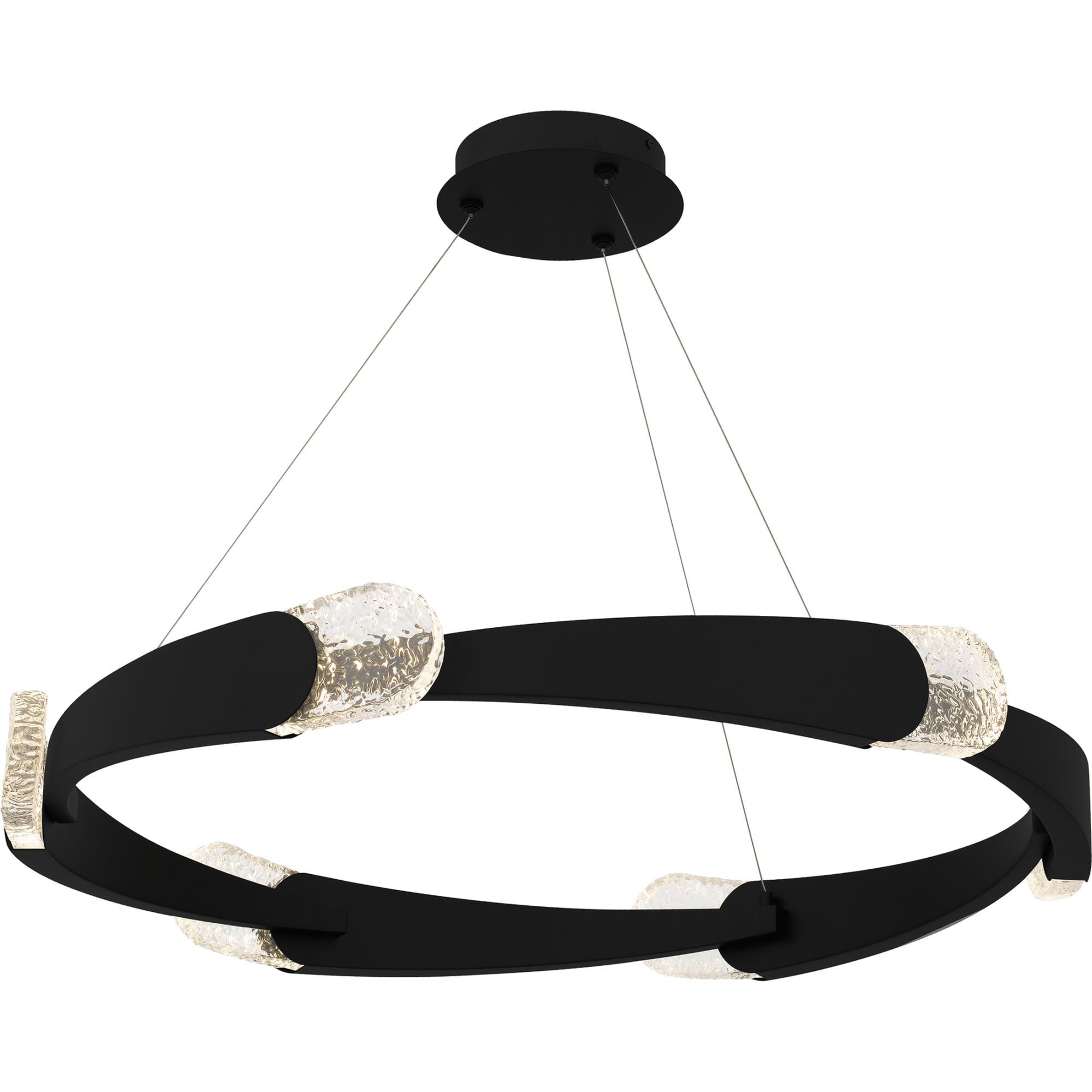 Shown in Matte Black finish and Clear Textured Glass shade