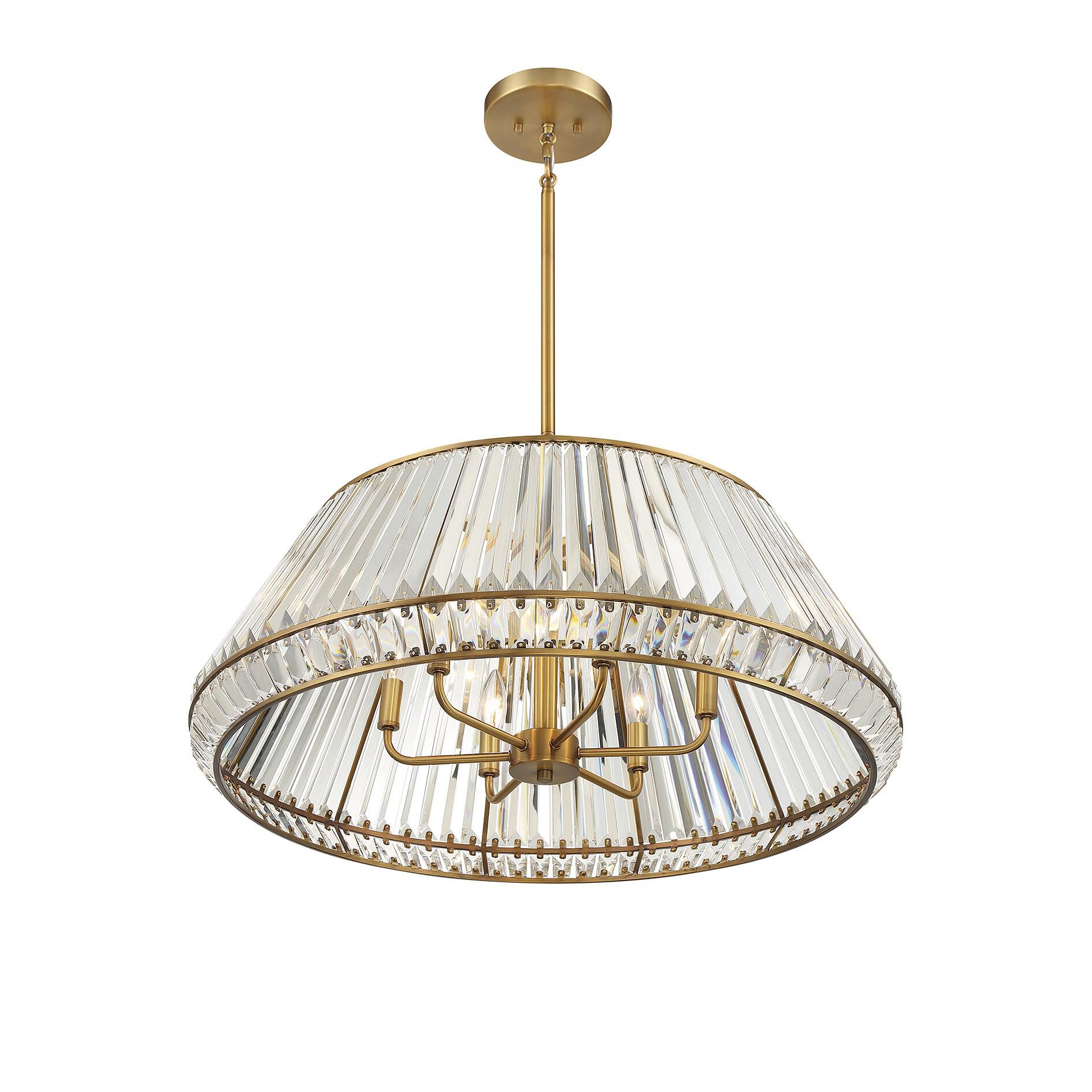 Shown in Warm Brass finish and Clear crystal