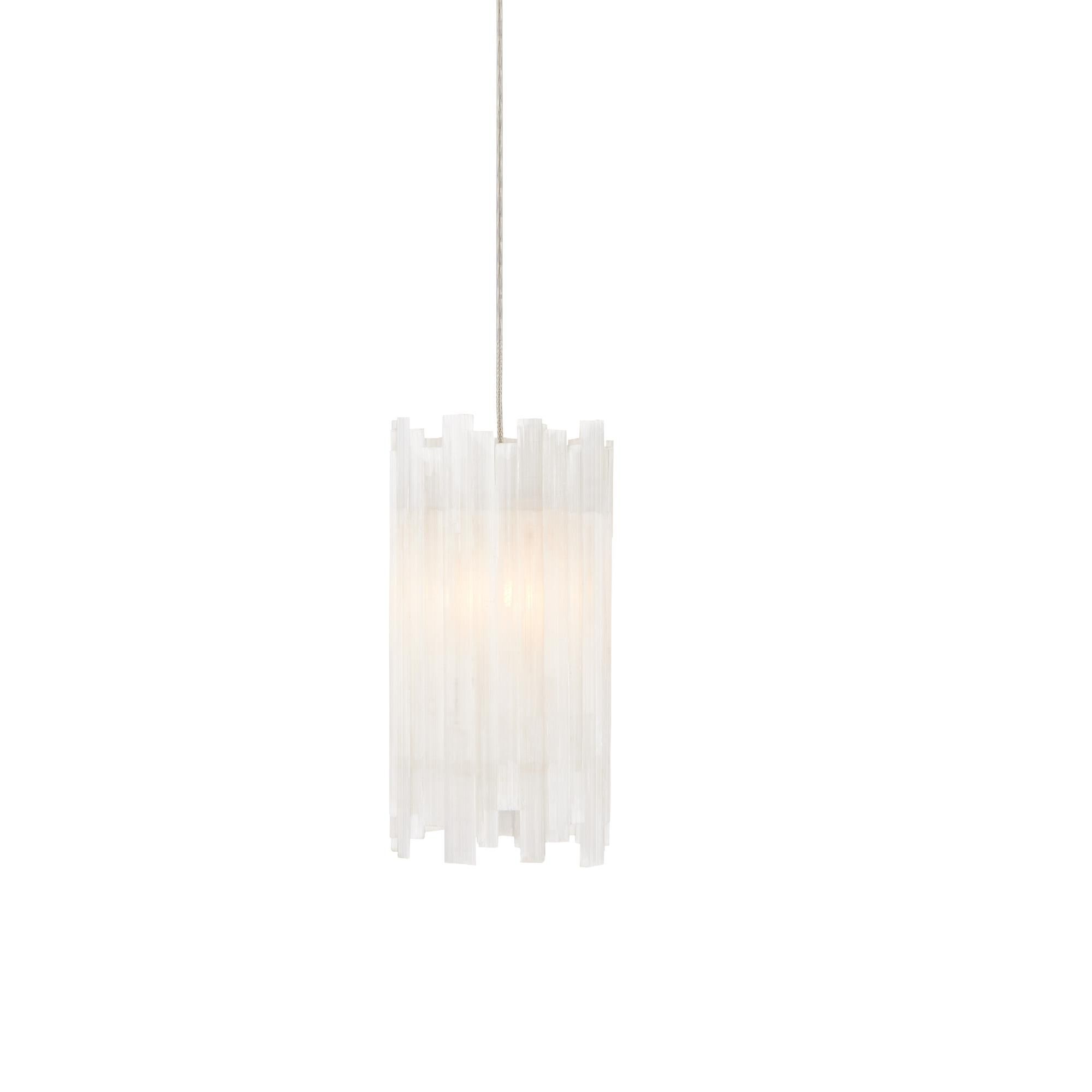 Shown in Natural/Painted Silver finish and Selenite/Frosted Glass shade
