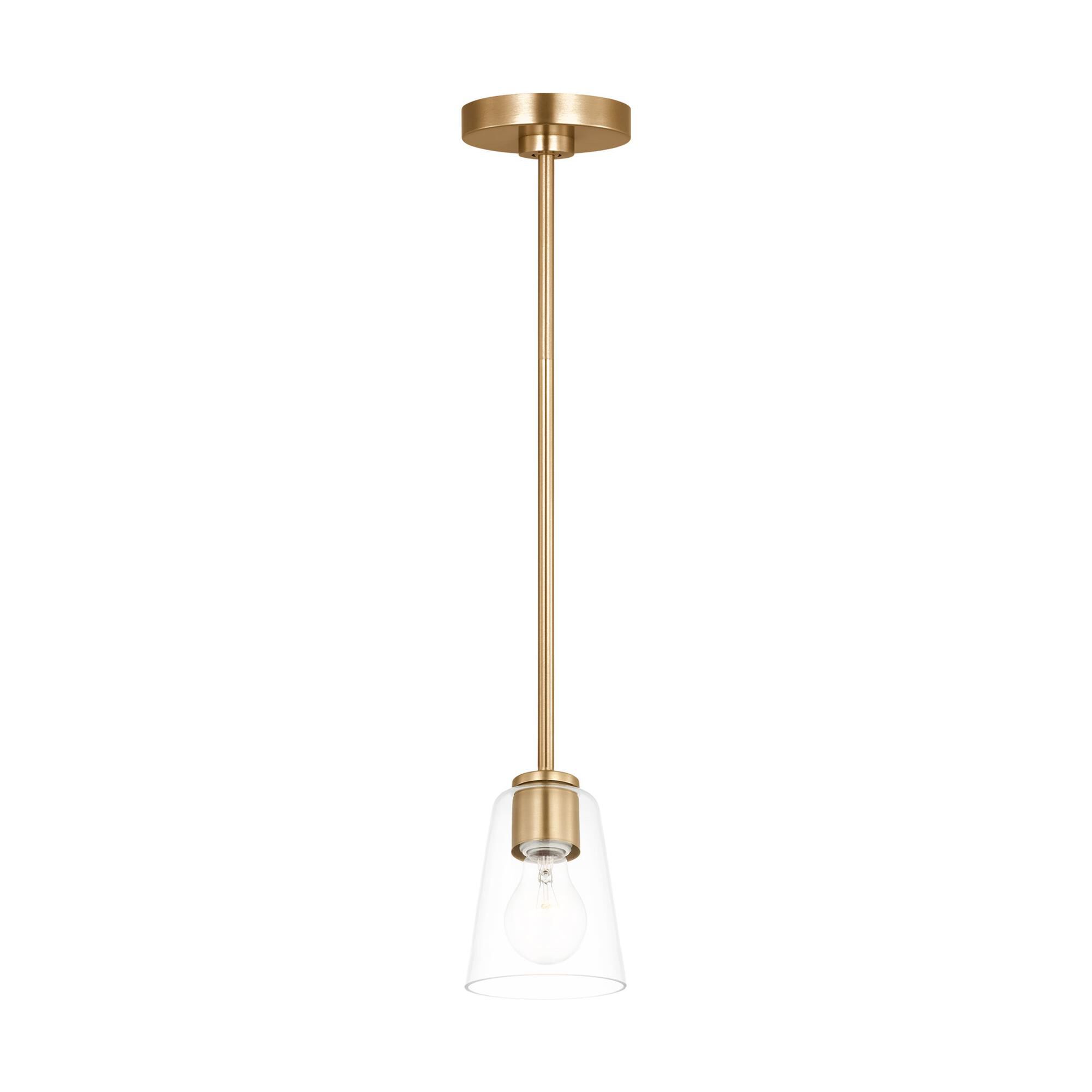Shown in Satin Brass finish and Clear glass