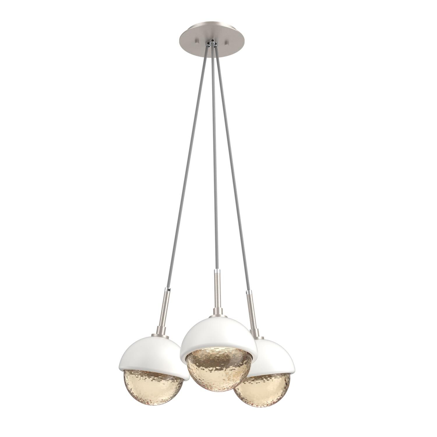 Shown in Beige Silver finish and Amber glass and Salt White accent