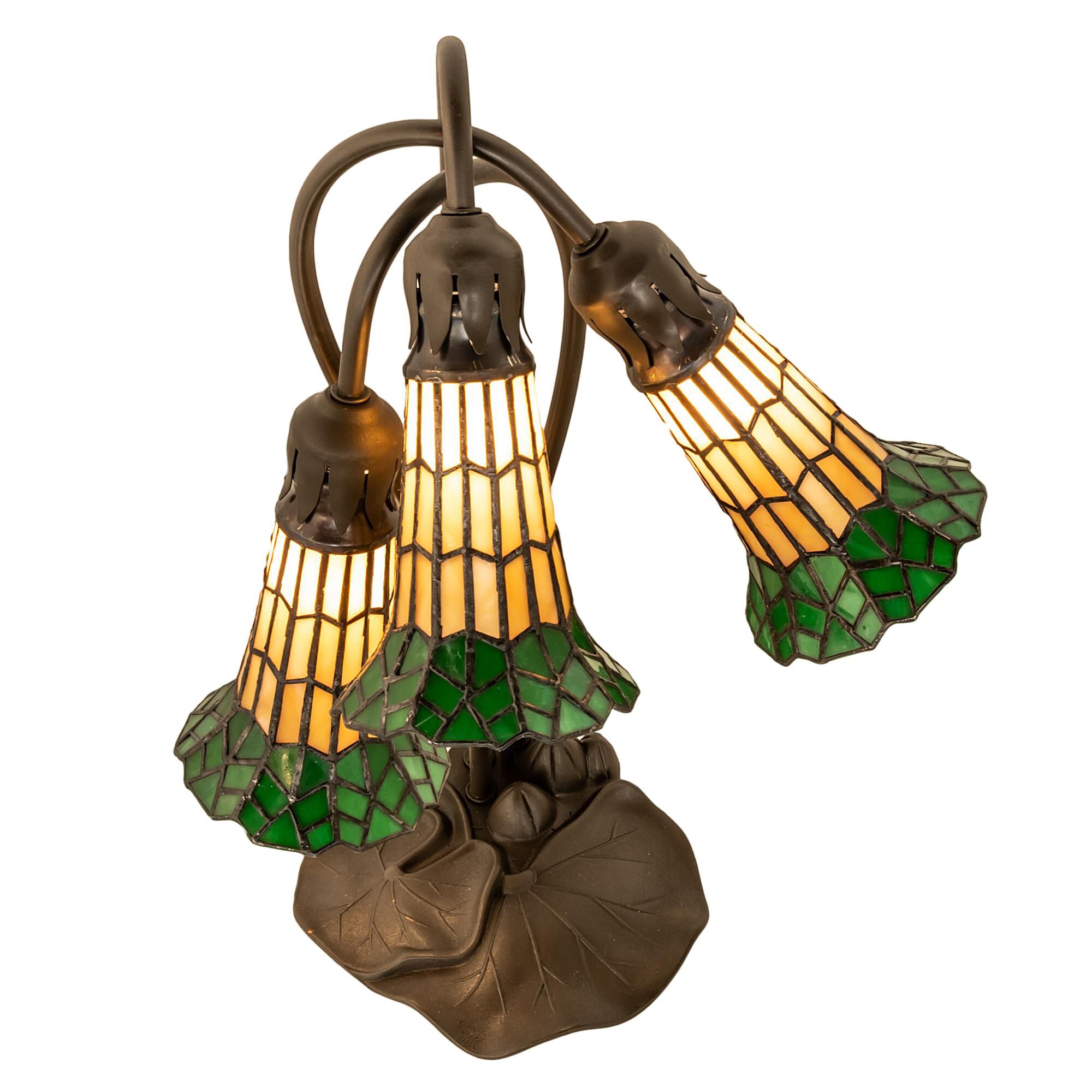 Shown in Mahogany Bronze finish and Amber /Acrylic;Green glass