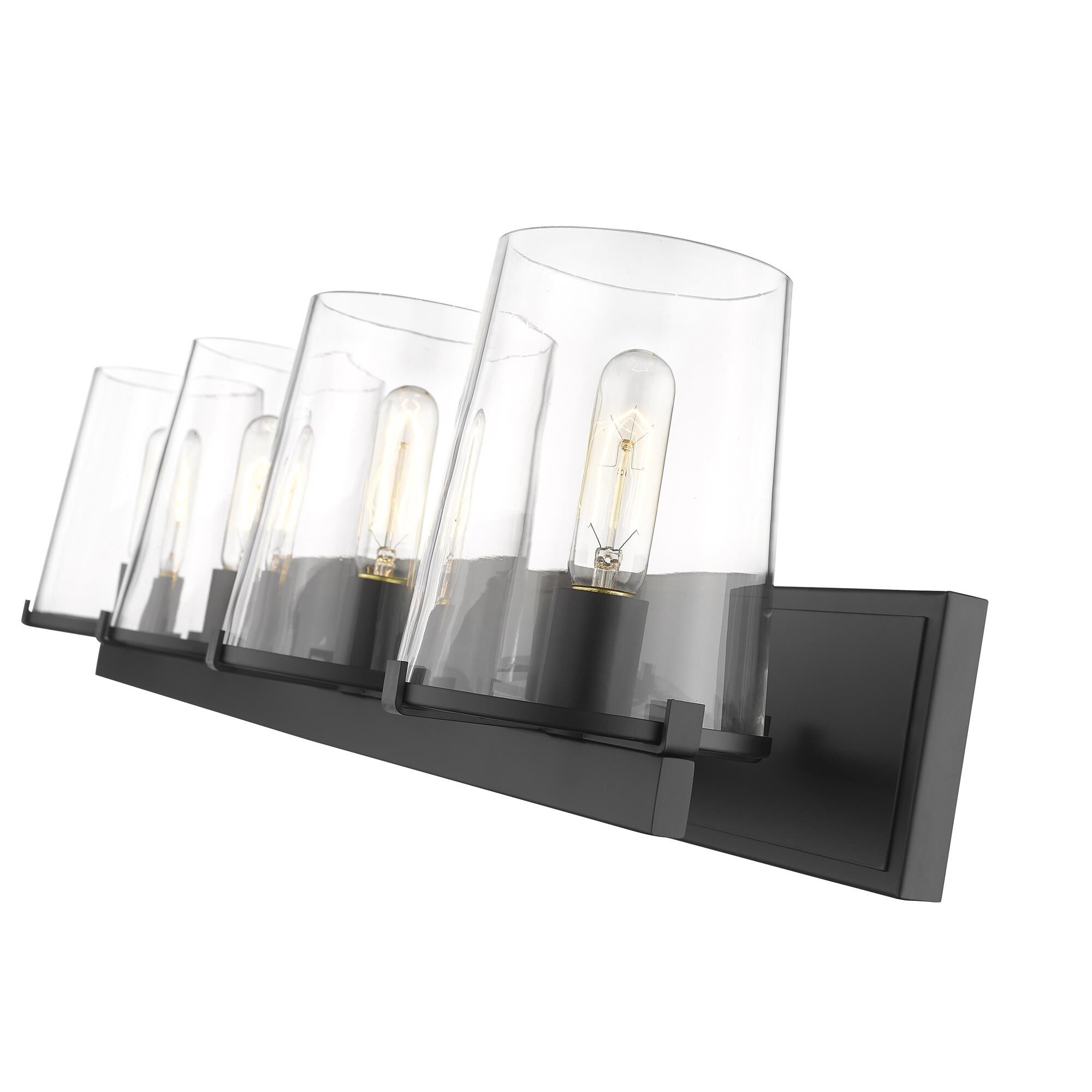 Shown in Matte Black finish and Glass shade