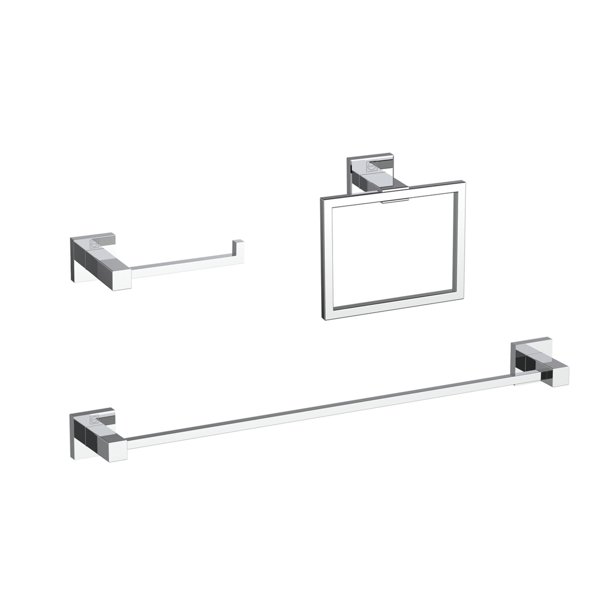 Isla 3 Piece Towel Bar Set with Square Hangar by Elegant Decor