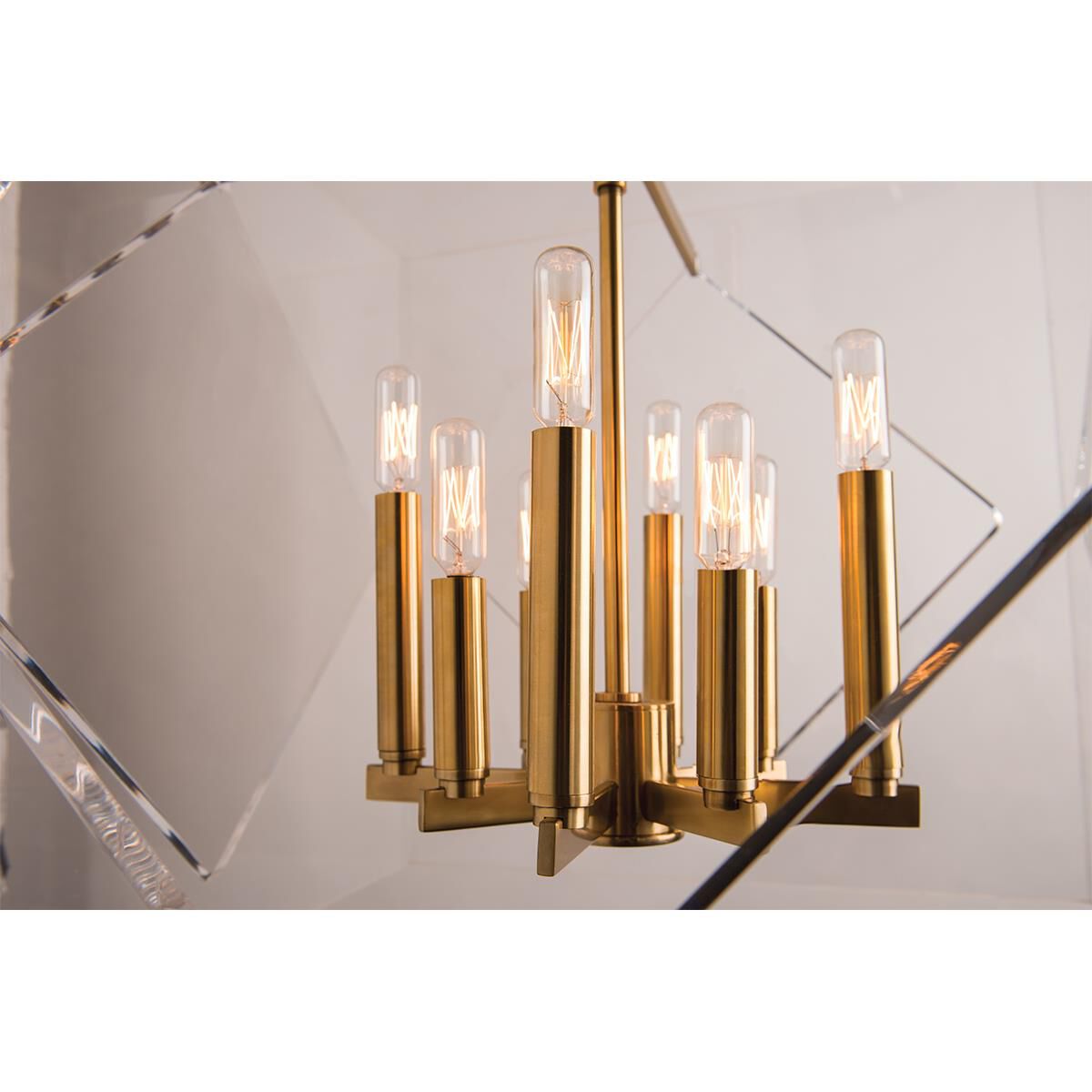 Shown in Aged Brass finish and Clear Acrylic glass