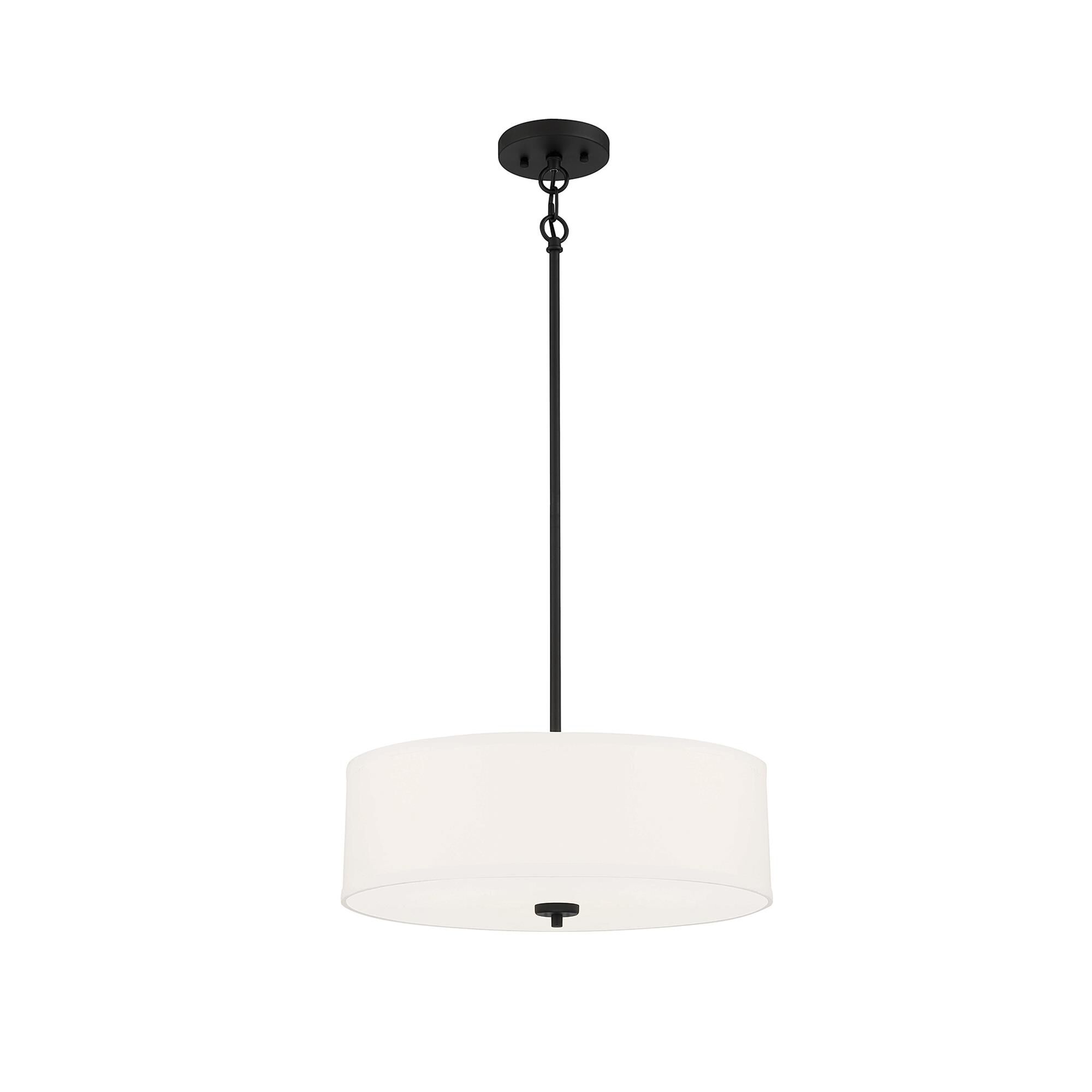 Shown in Matte Black finish and White Fabric shade