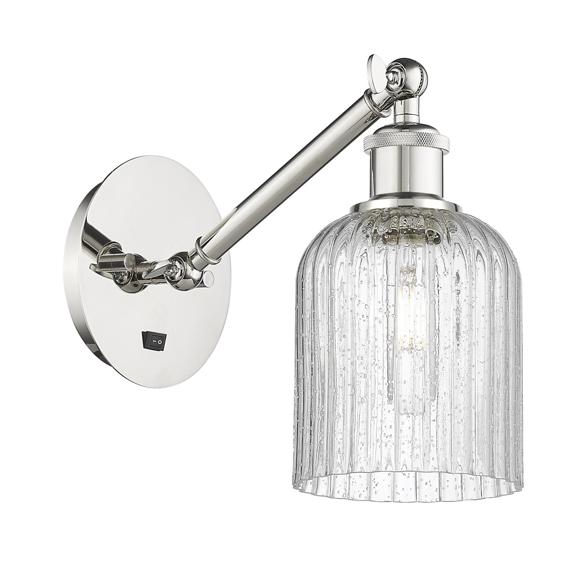 Shown in Polished Nickel finish and Seedy shade