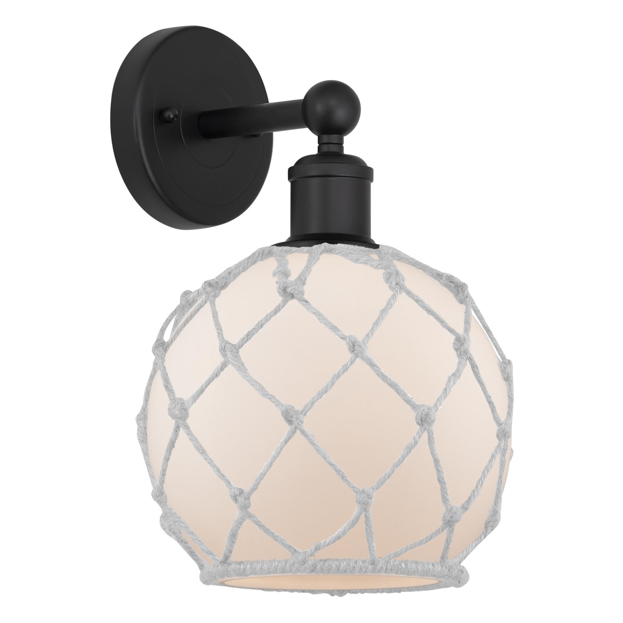 Shown in Matte Black finish and White with White Rope glass