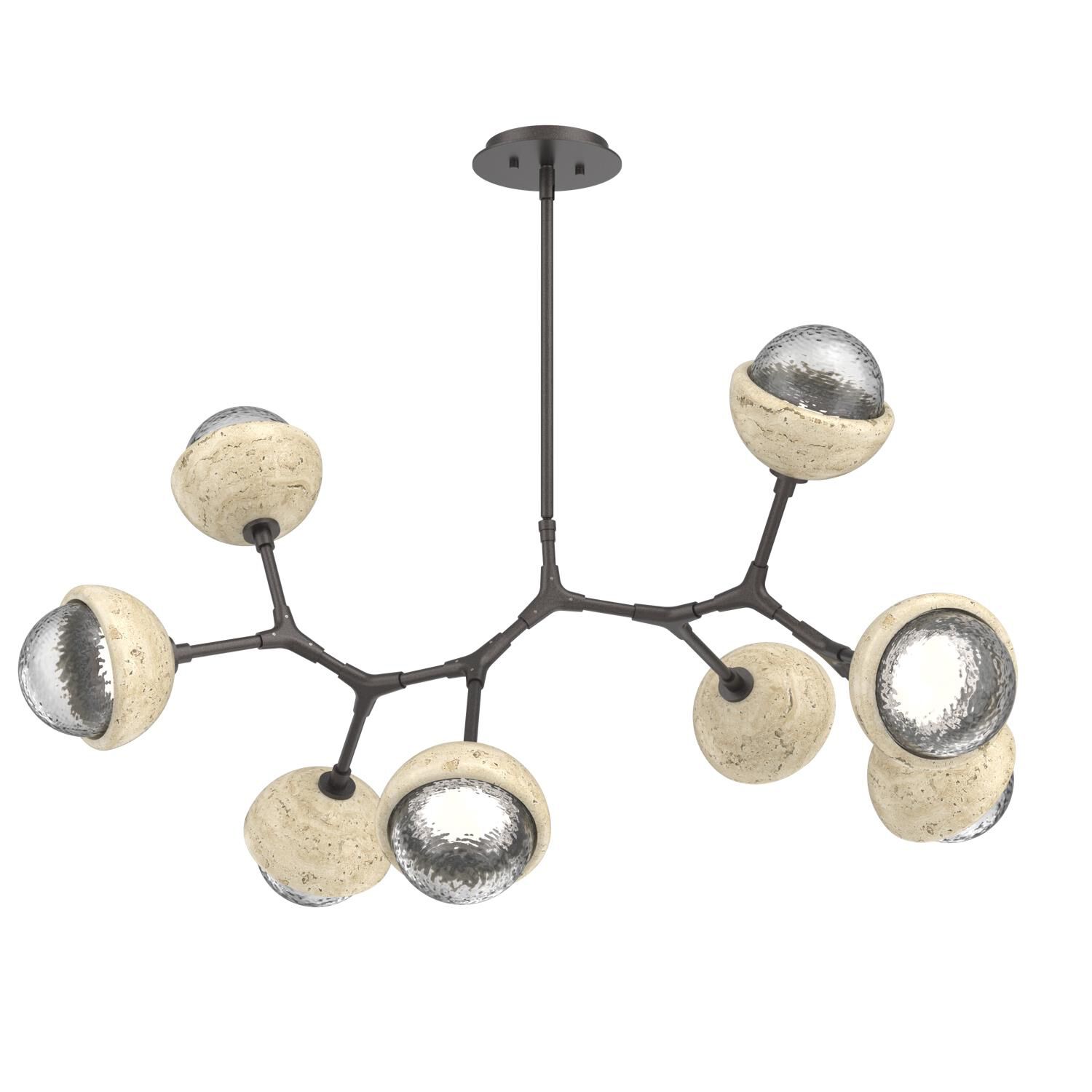 Shown in Graphite finish and Clear glass and Travertine Stone accent