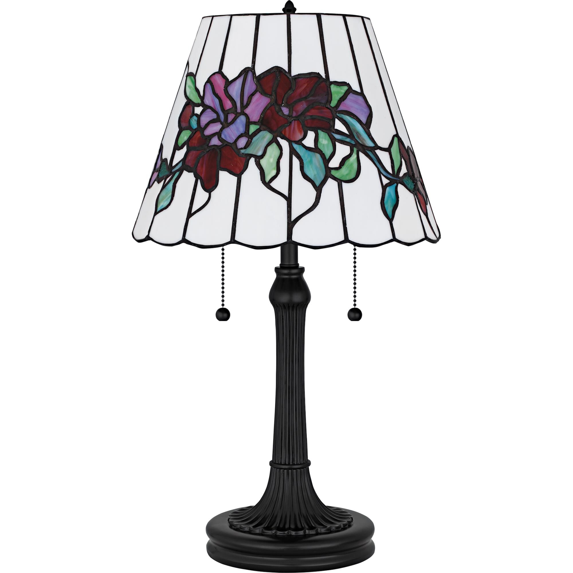 Shown in Matte Black finish and Multicolor Art Glass shade
