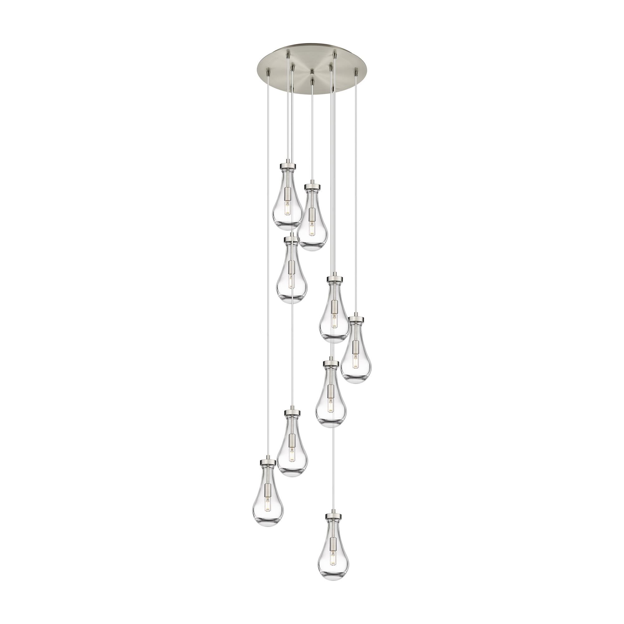 Shown in Brushed Satin Nickel finish and Clear glass and Clear Glass shade
