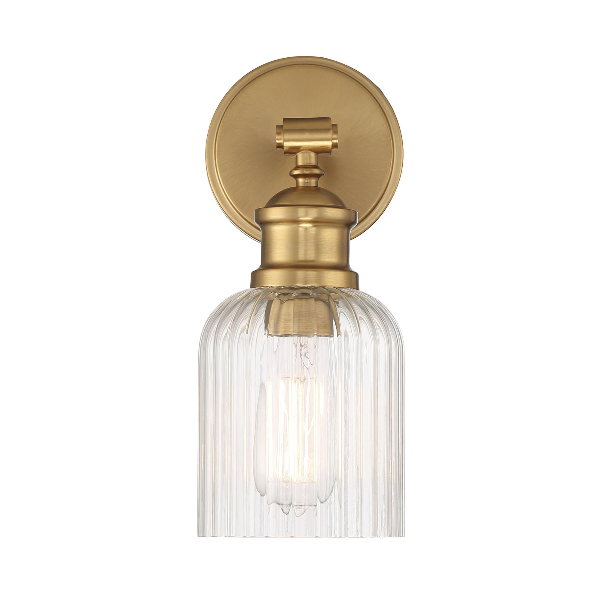 Shown in Natural Brass finish and Ribbed glass