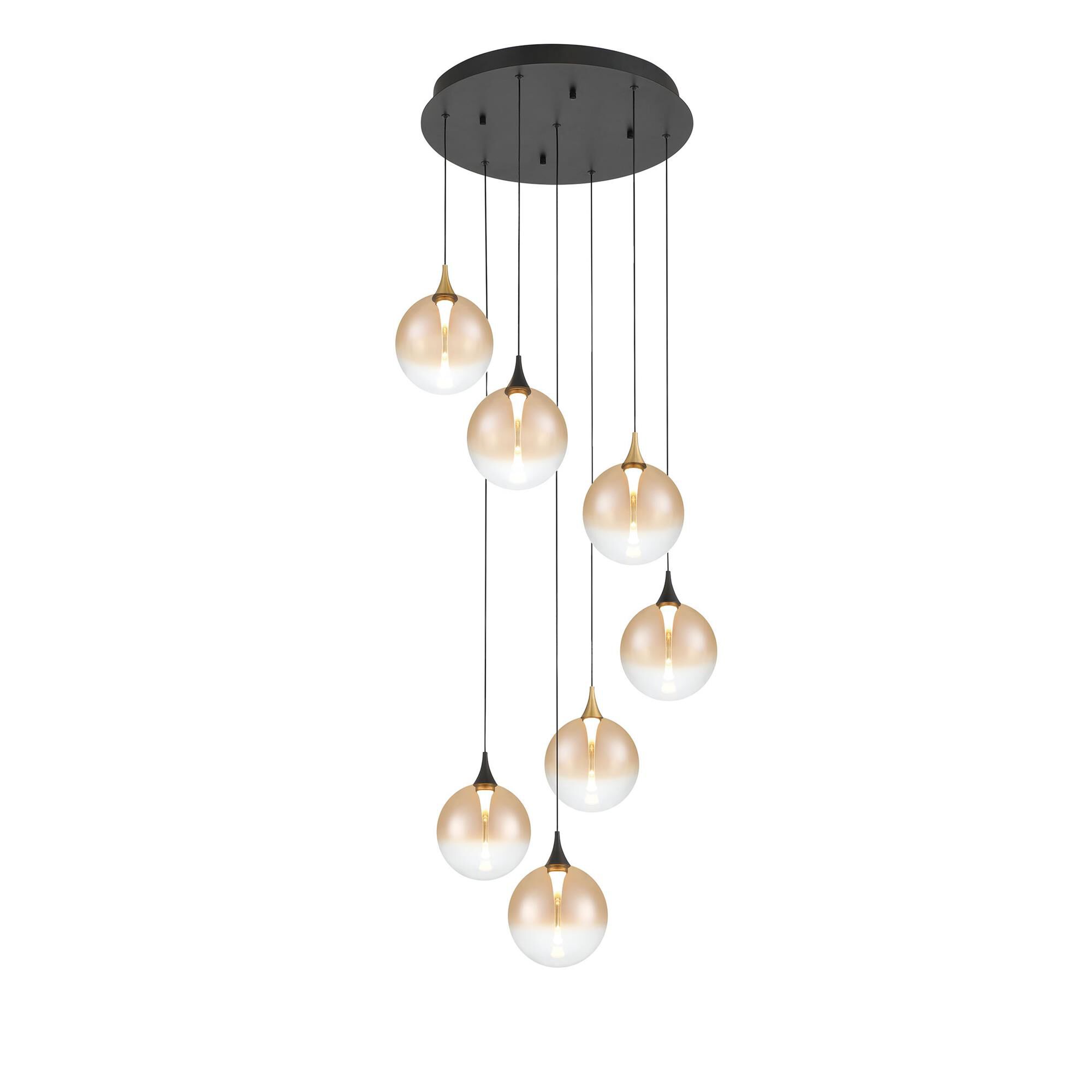 Shown in Gold-Black finish and Amber glass